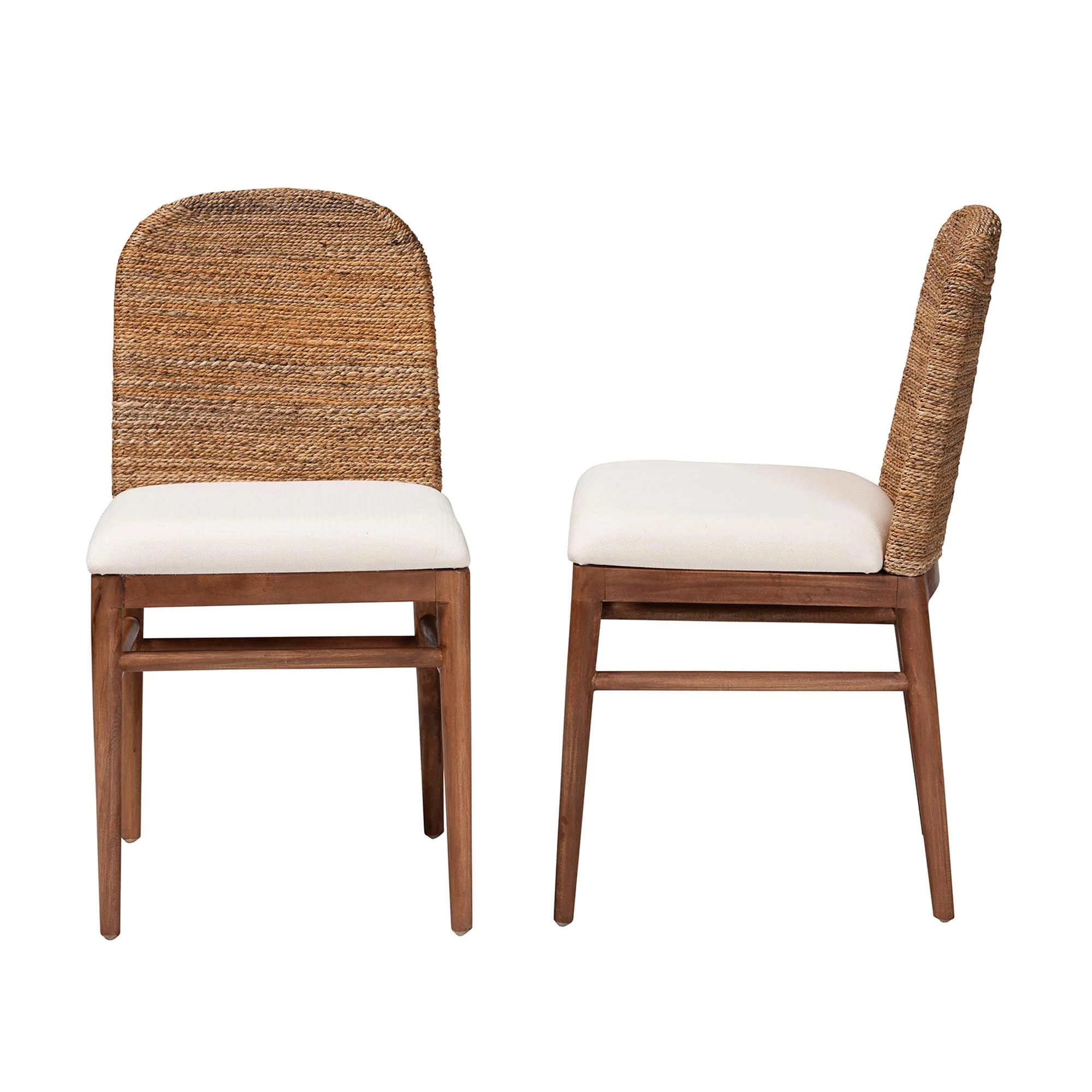 Baxton Studio bali & pari Nadim Modern Bohemian Natural Seagrass and Acacia Wood 2-Piece Dining Chair Set - Image 6