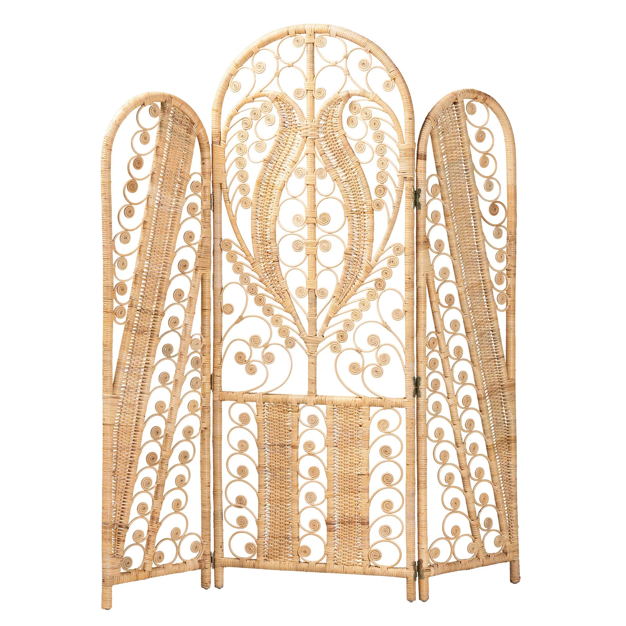 Baxton Studio bali & pari Nadra Modern Bohemian Natural Brown Rattan Room Divider - Image 2