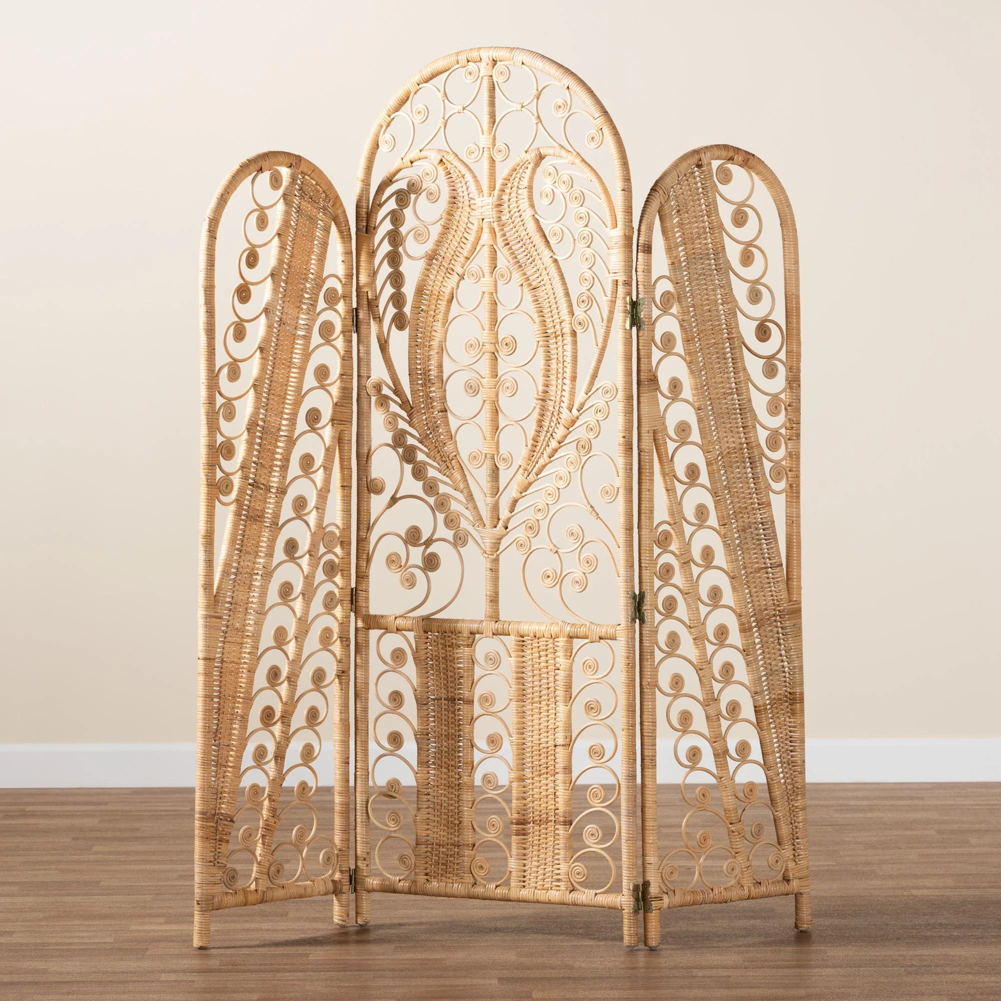 Baxton Studio bali & pari Nadra Modern Bohemian Natural Brown Rattan Room Divider - Image 4
