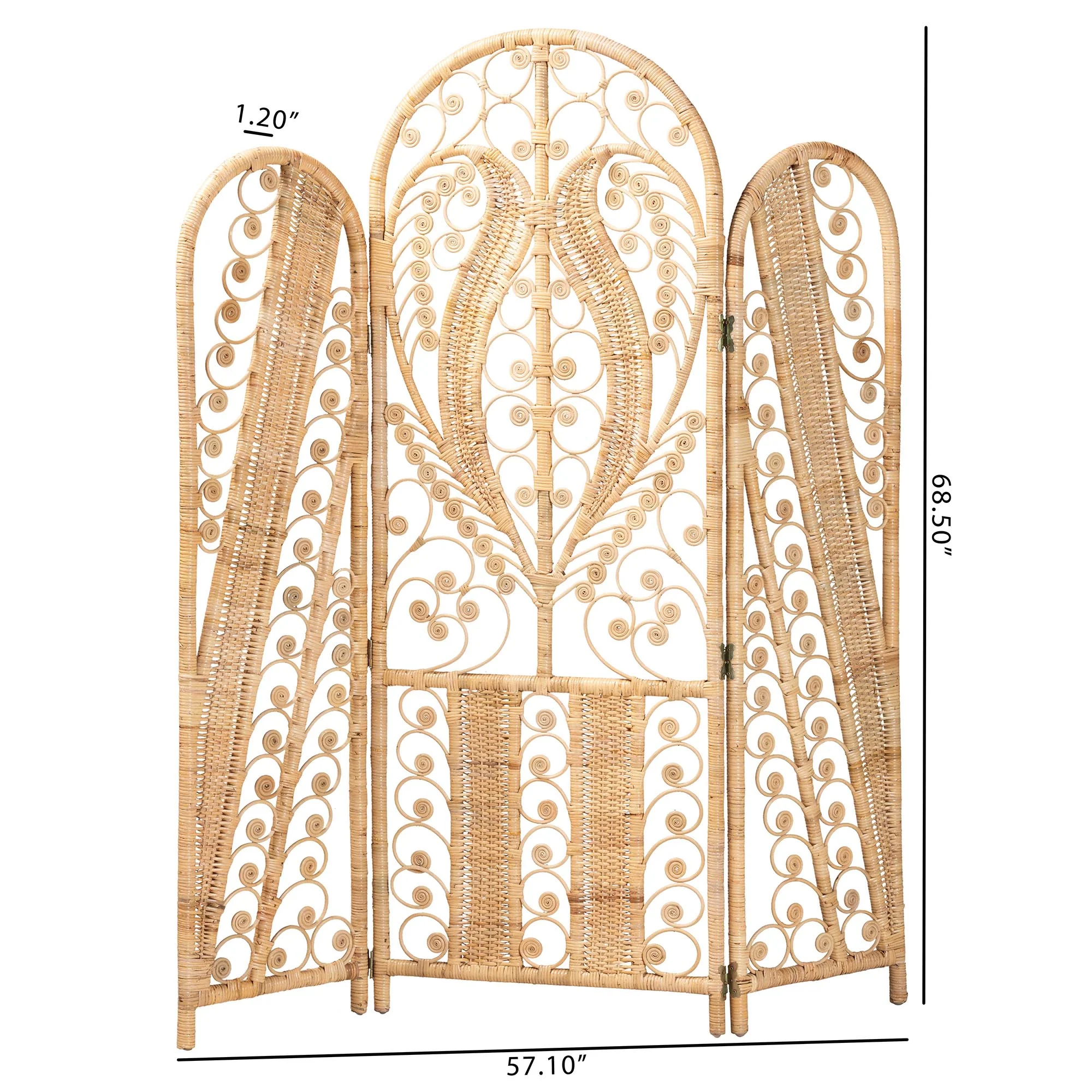 Baxton Studio bali & pari Nadra Modern Bohemian Natural Brown Rattan Room Divider - Image 5
