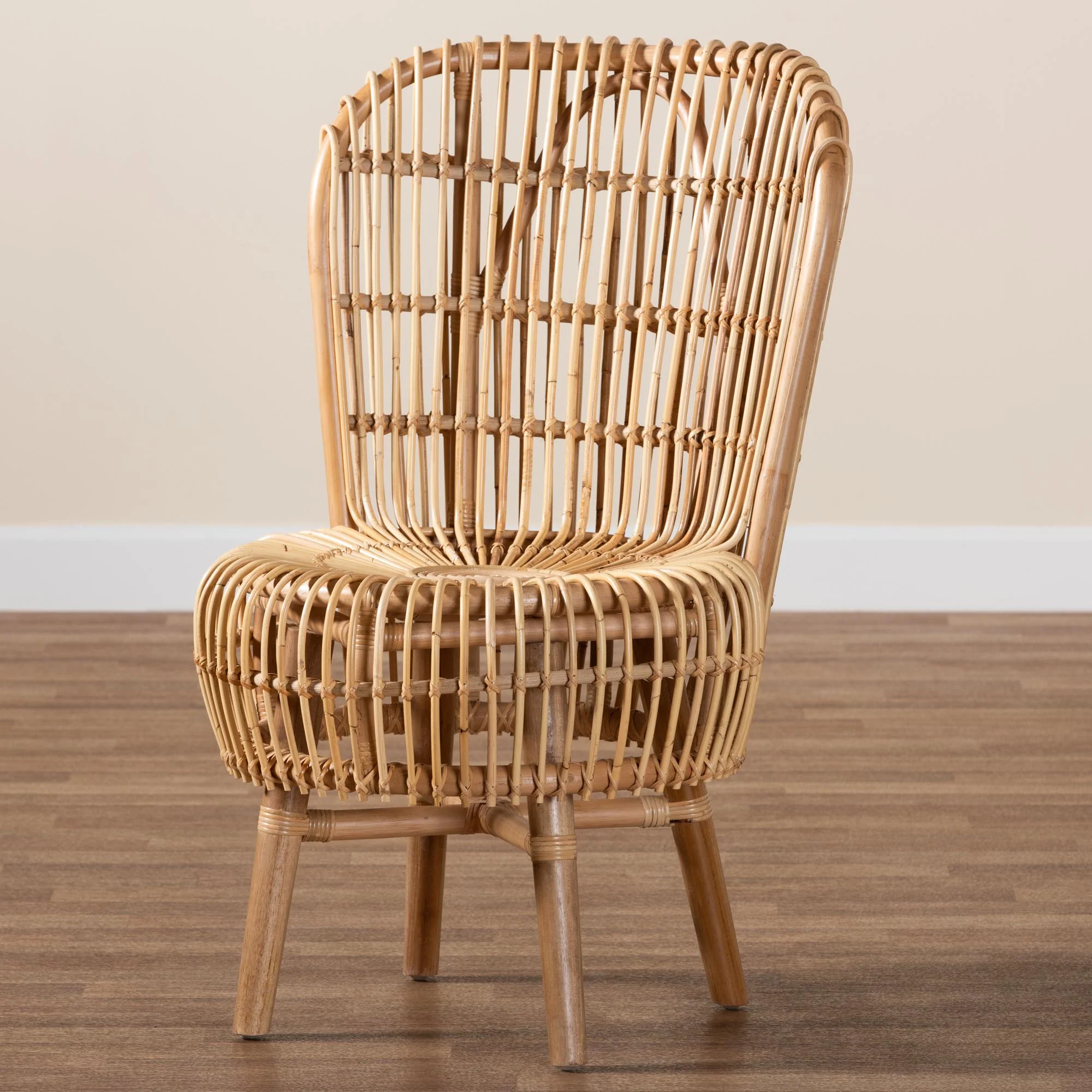 Baxton Studio bali & pari Nagoya Modern Bohemian Natural Rattan Tall Lounge Chair - Image 2