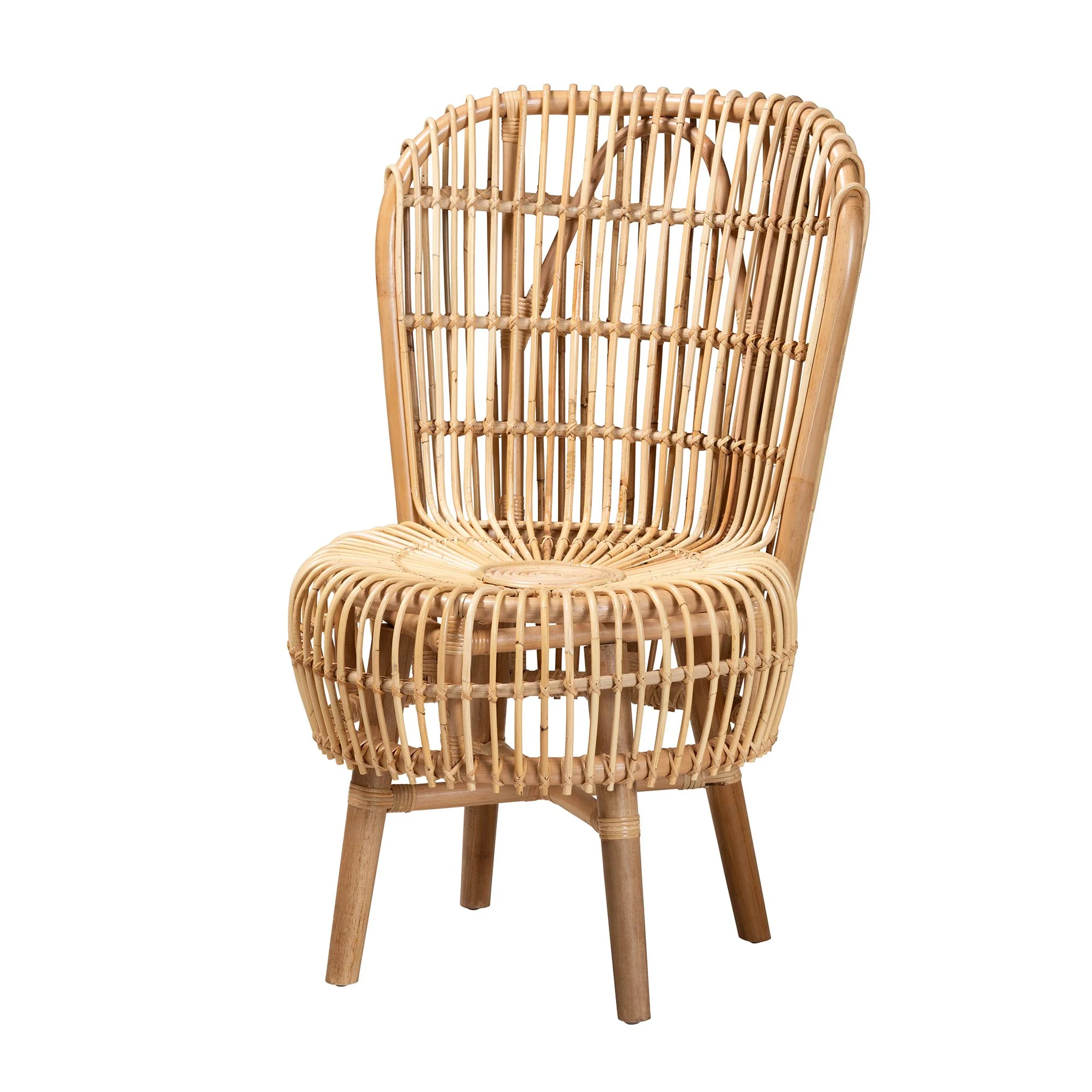 Baxton Studio bali & pari Nagoya Modern Bohemian Natural Rattan Tall Lounge Chair - Image 4