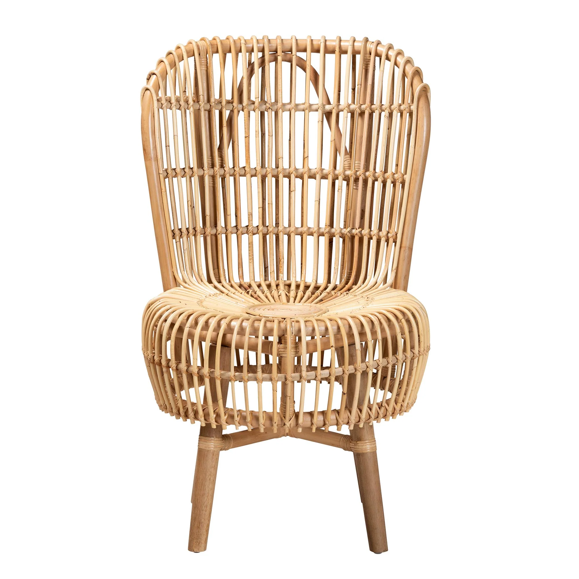 Baxton Studio bali & pari Nagoya Modern Bohemian Natural Rattan Tall Lounge Chair - Image 5