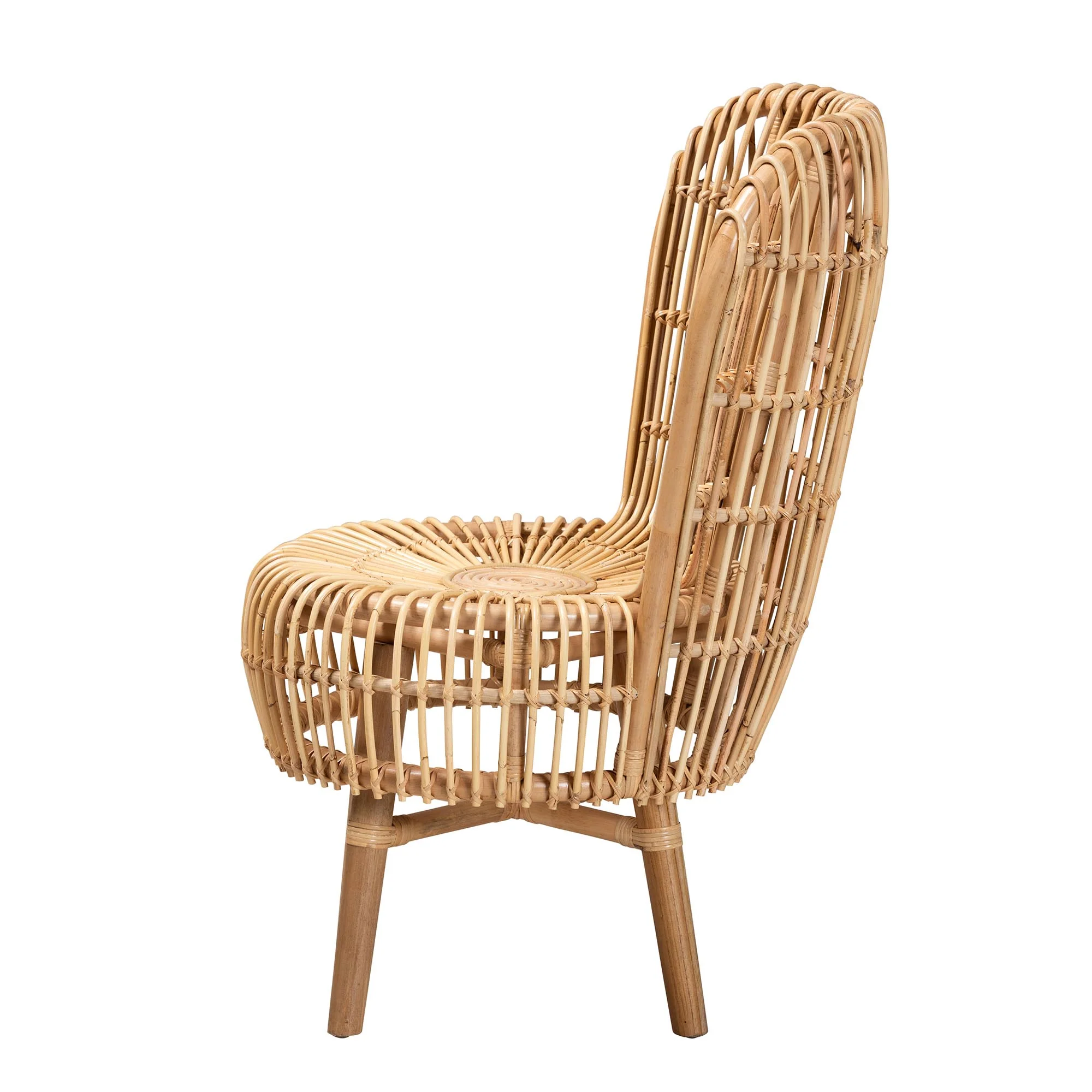 Baxton Studio bali & pari Nagoya Modern Bohemian Natural Rattan Tall Lounge Chair - Image 6