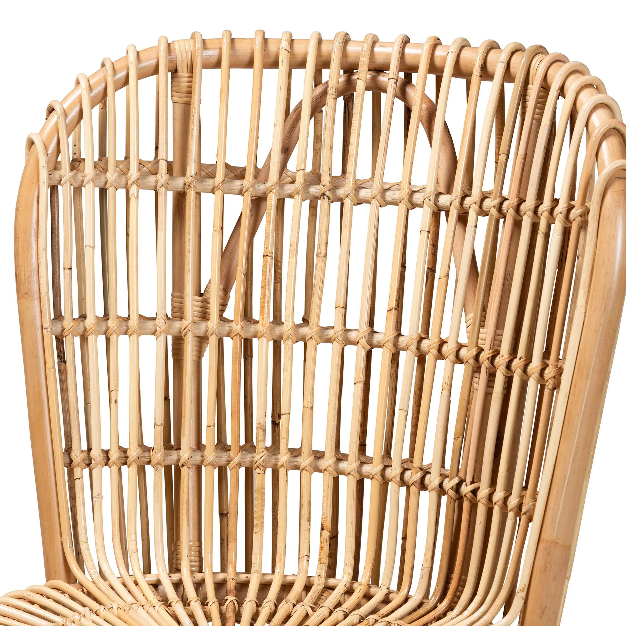 Baxton Studio bali & pari Nagoya Modern Bohemian Natural Rattan Tall Lounge Chair - Image 8