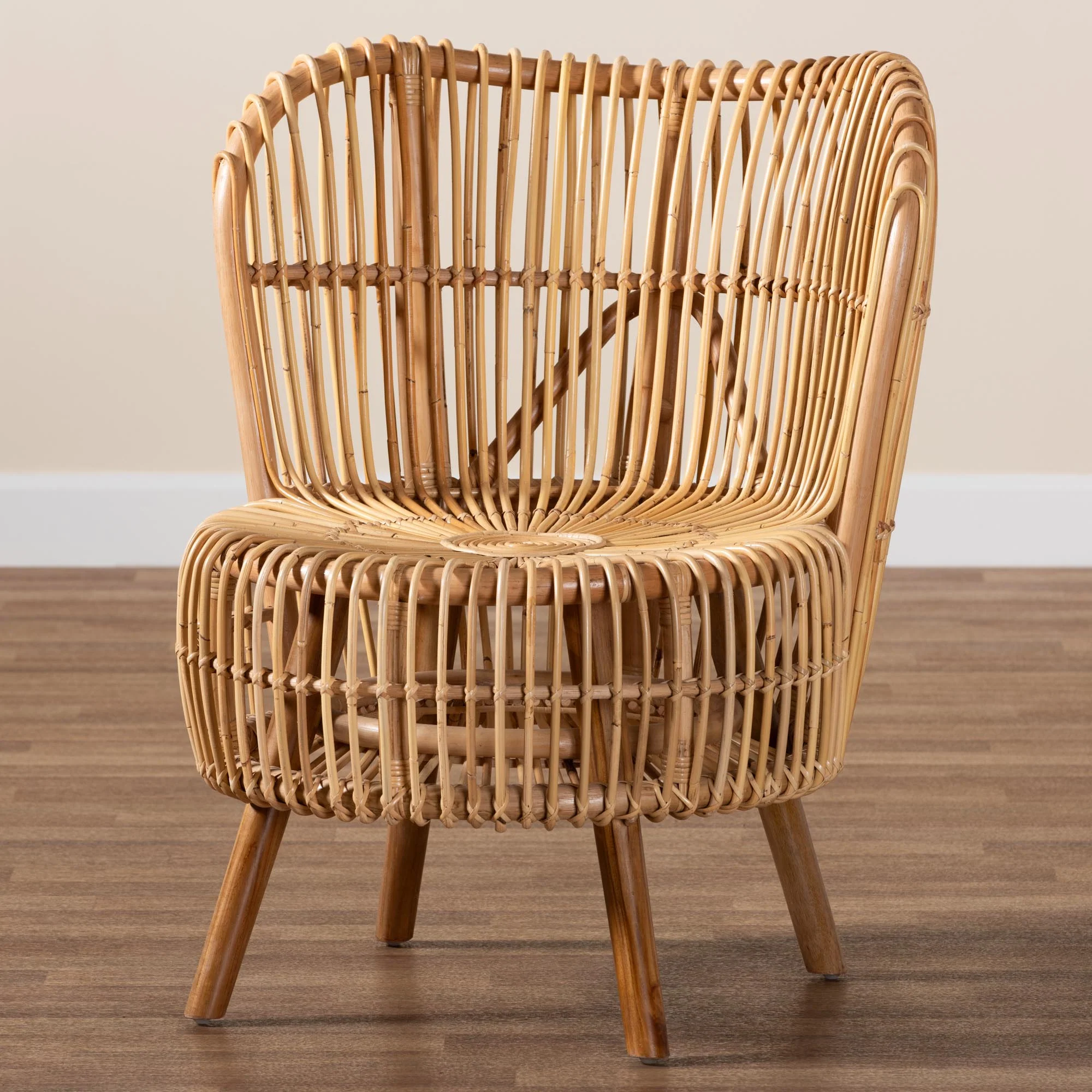 Baxton Studio bali & pari Nagoya Modern Bohemian Natural Rattan Wide Seat Lounge Chair - Image 2