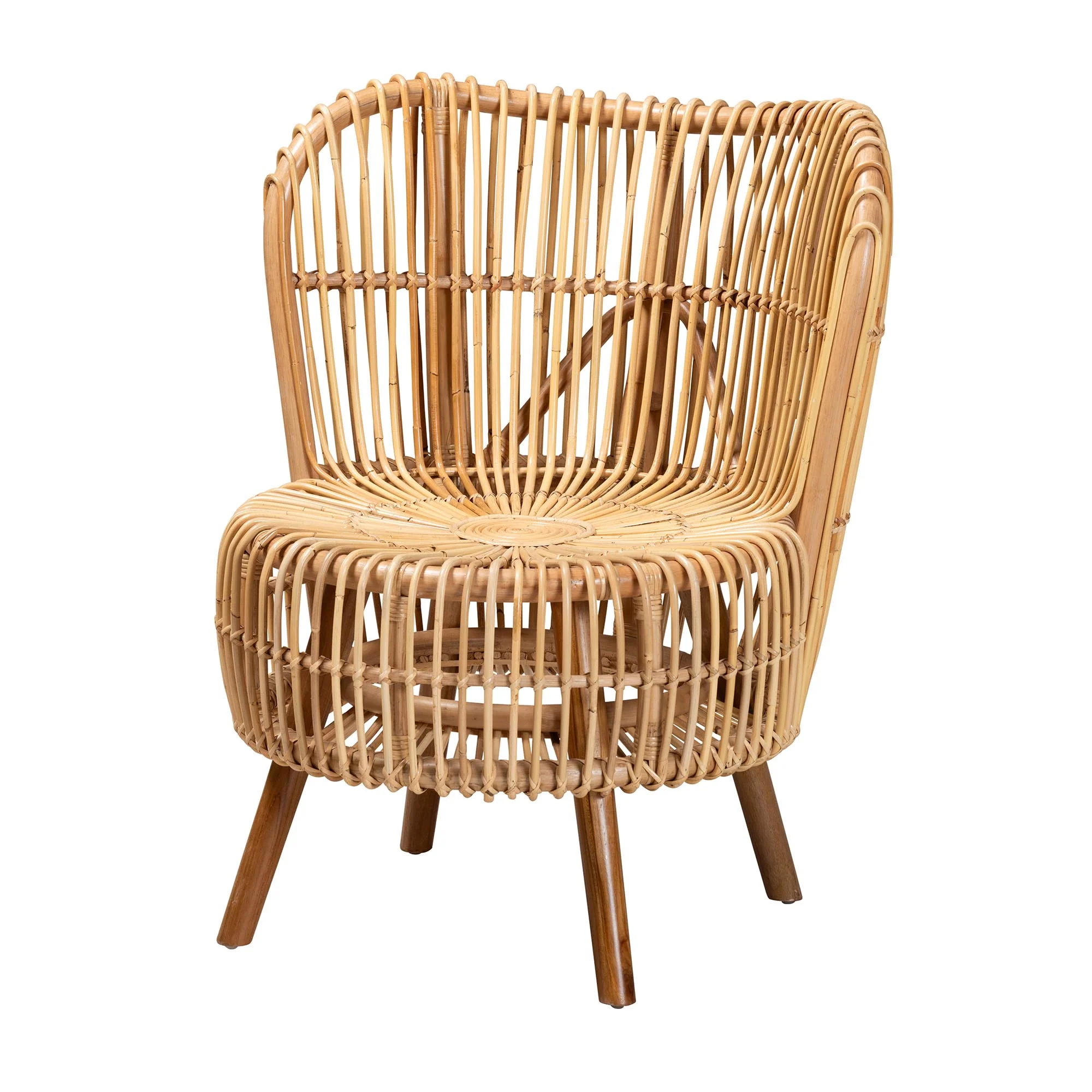 Baxton Studio bali & pari Nagoya Modern Bohemian Natural Rattan Wide Seat Lounge Chair - Image 4