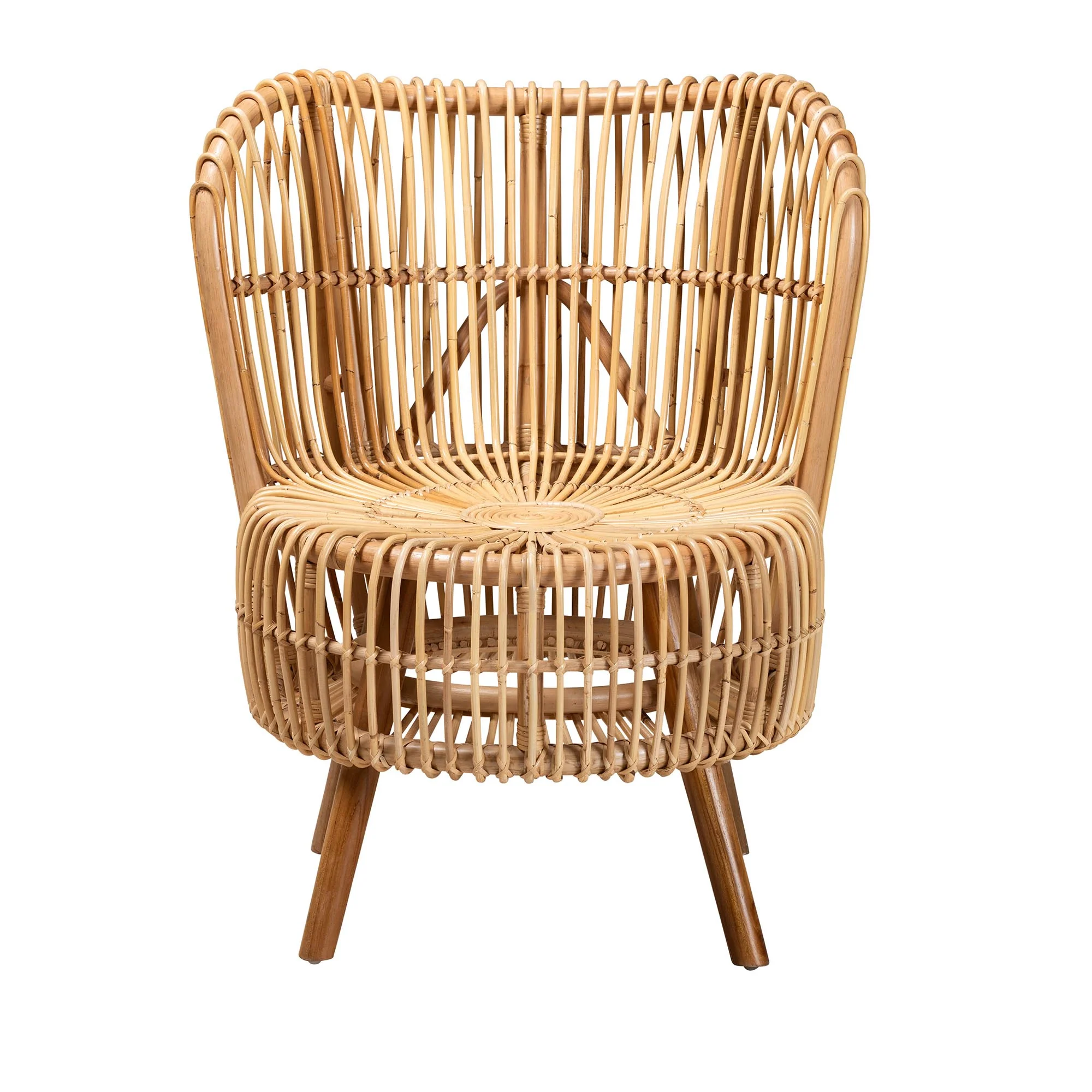 Baxton Studio bali & pari Nagoya Modern Bohemian Natural Rattan Wide Seat Lounge Chair - Image 5