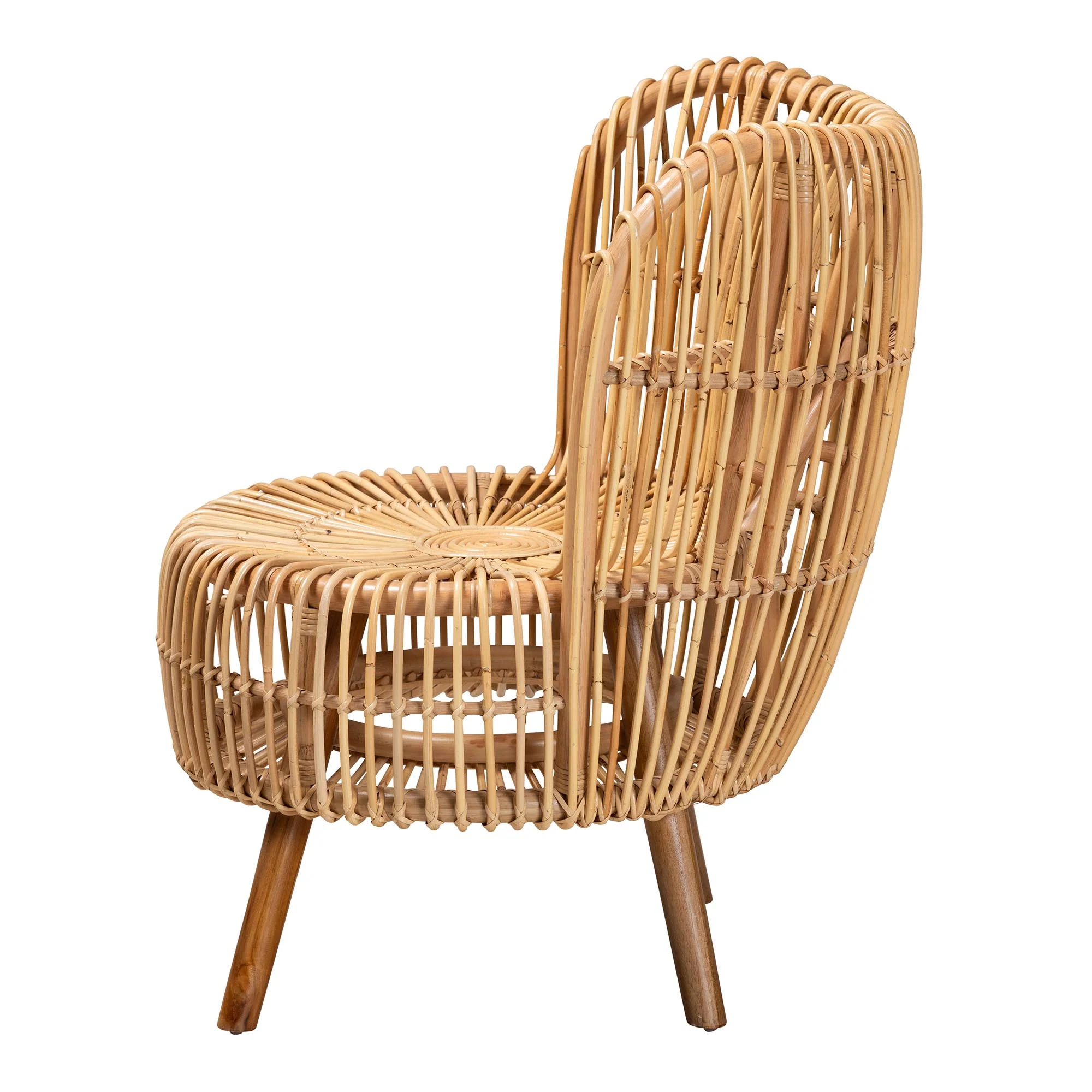 Baxton Studio bali & pari Nagoya Modern Bohemian Natural Rattan Wide Seat Lounge Chair - Image 6
