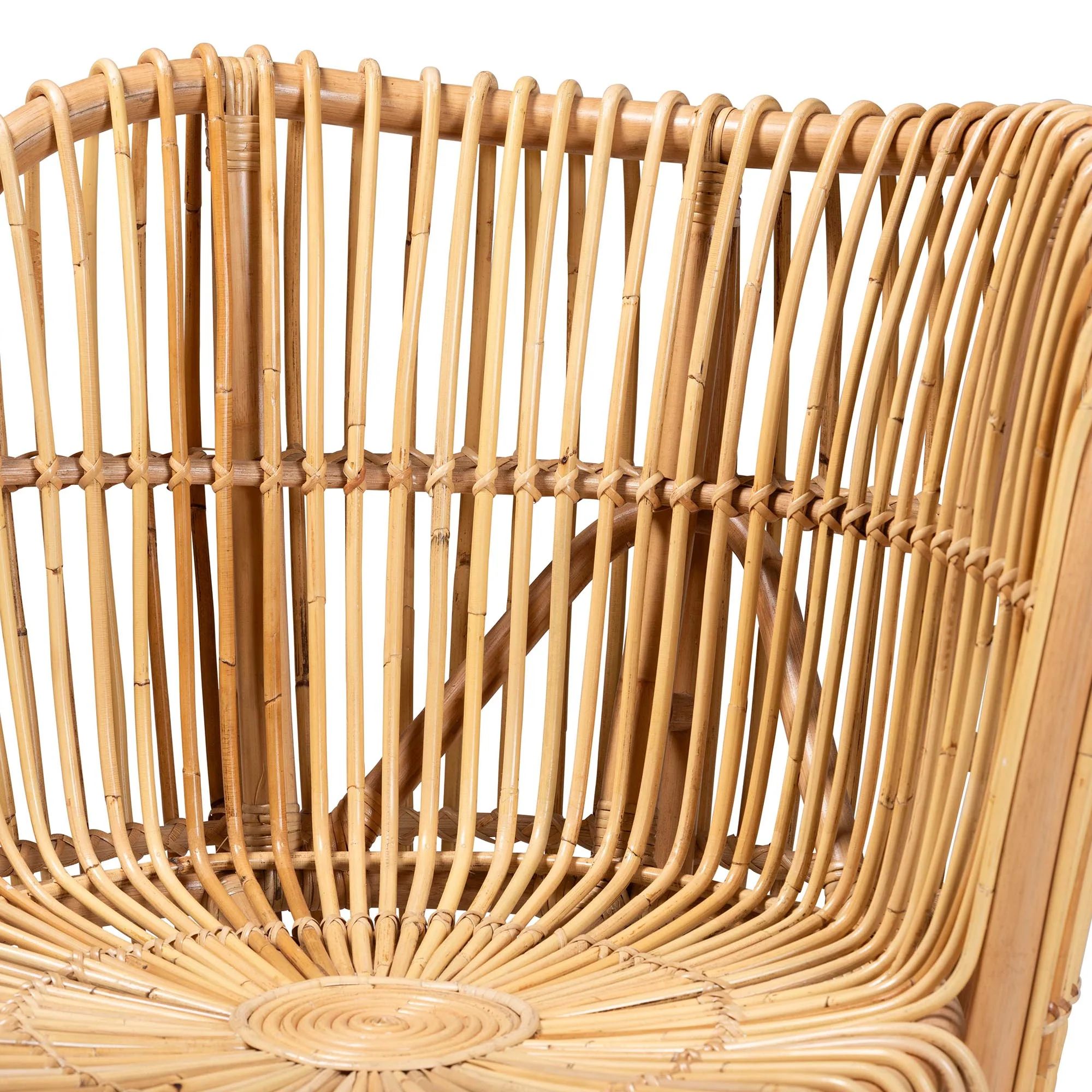 Baxton Studio bali & pari Nagoya Modern Bohemian Natural Rattan Wide Seat Lounge Chair - Image 8