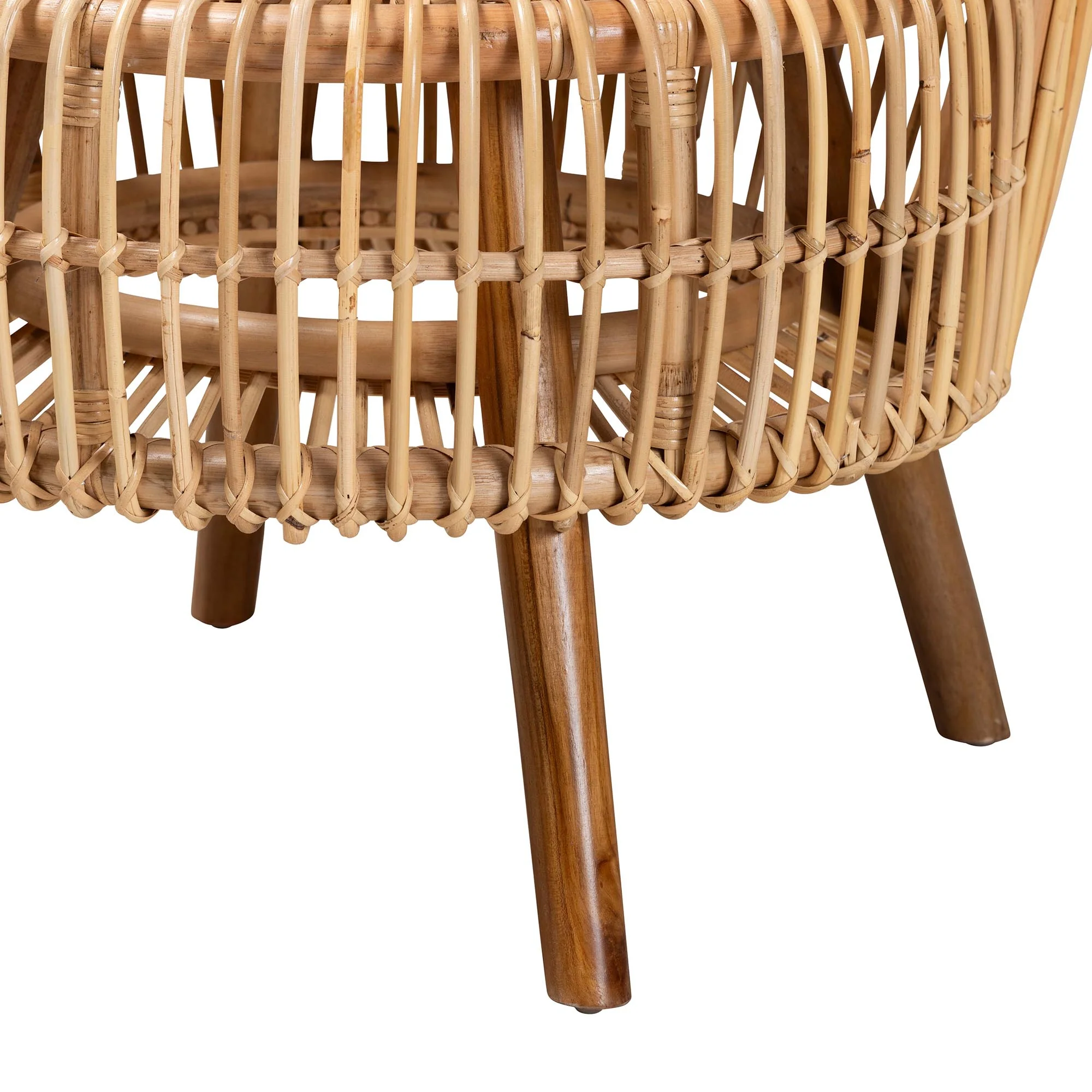 Baxton Studio bali & pari Nagoya Modern Bohemian Natural Rattan Wide Seat Lounge Chair - Image 9