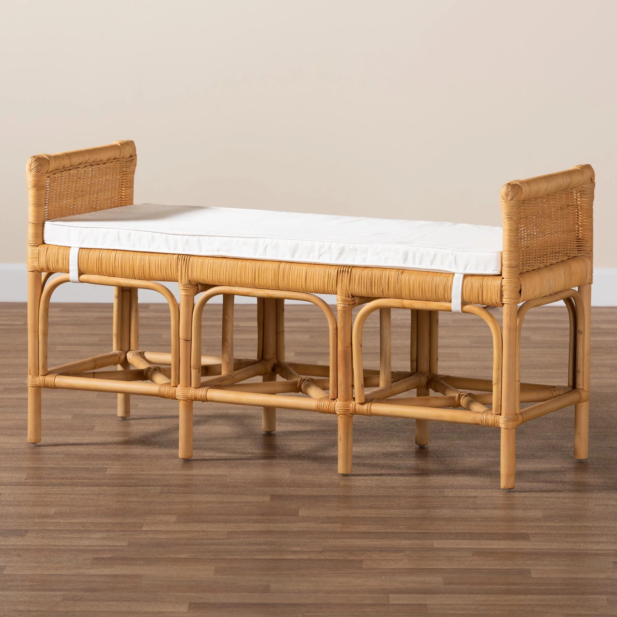 Baxton Studio bali & pari Nairi Modern Bohemian Natural Brown Rattan Bench - Image 2