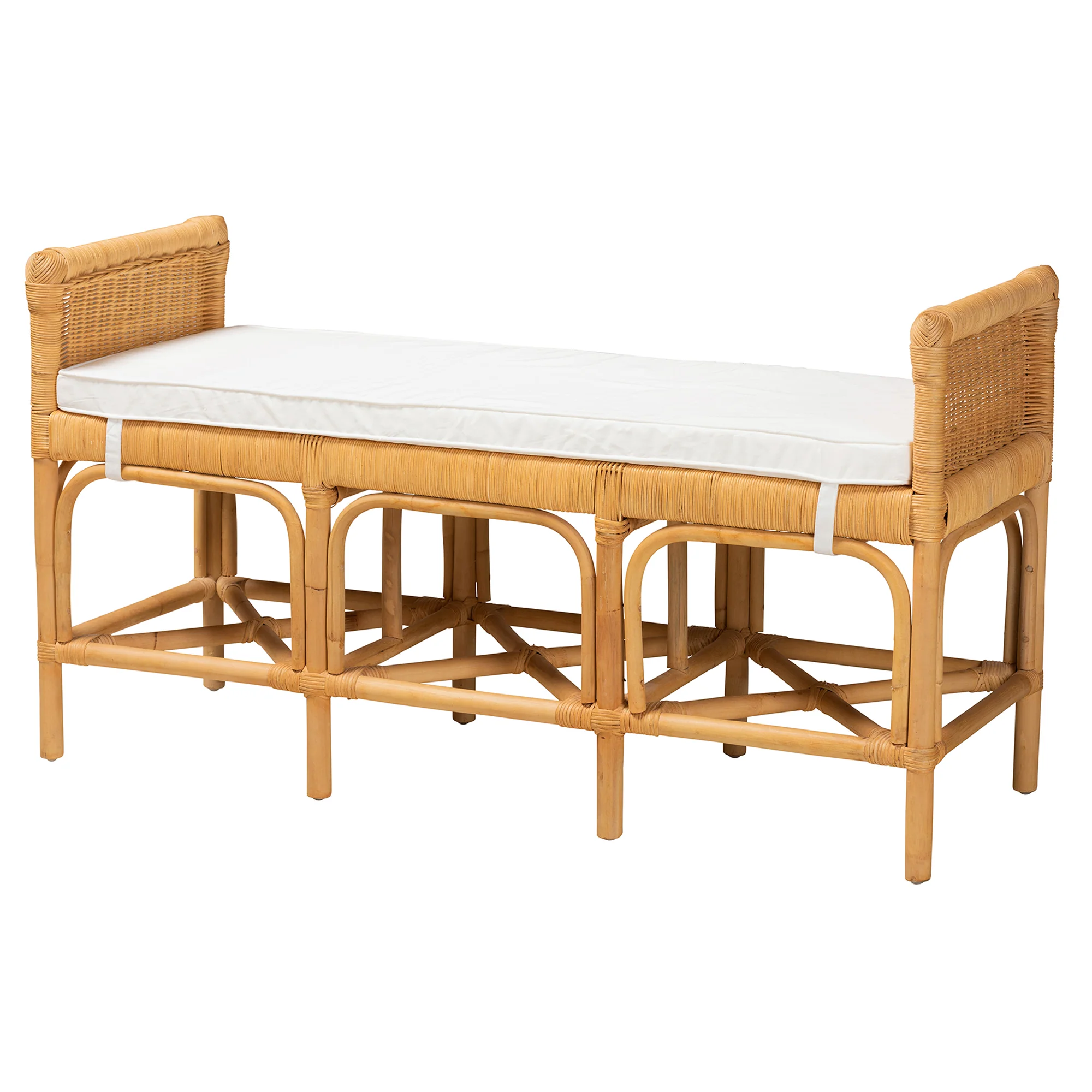 Baxton Studio bali & pari Nairi Modern Bohemian Natural Brown Rattan Bench - Image 4