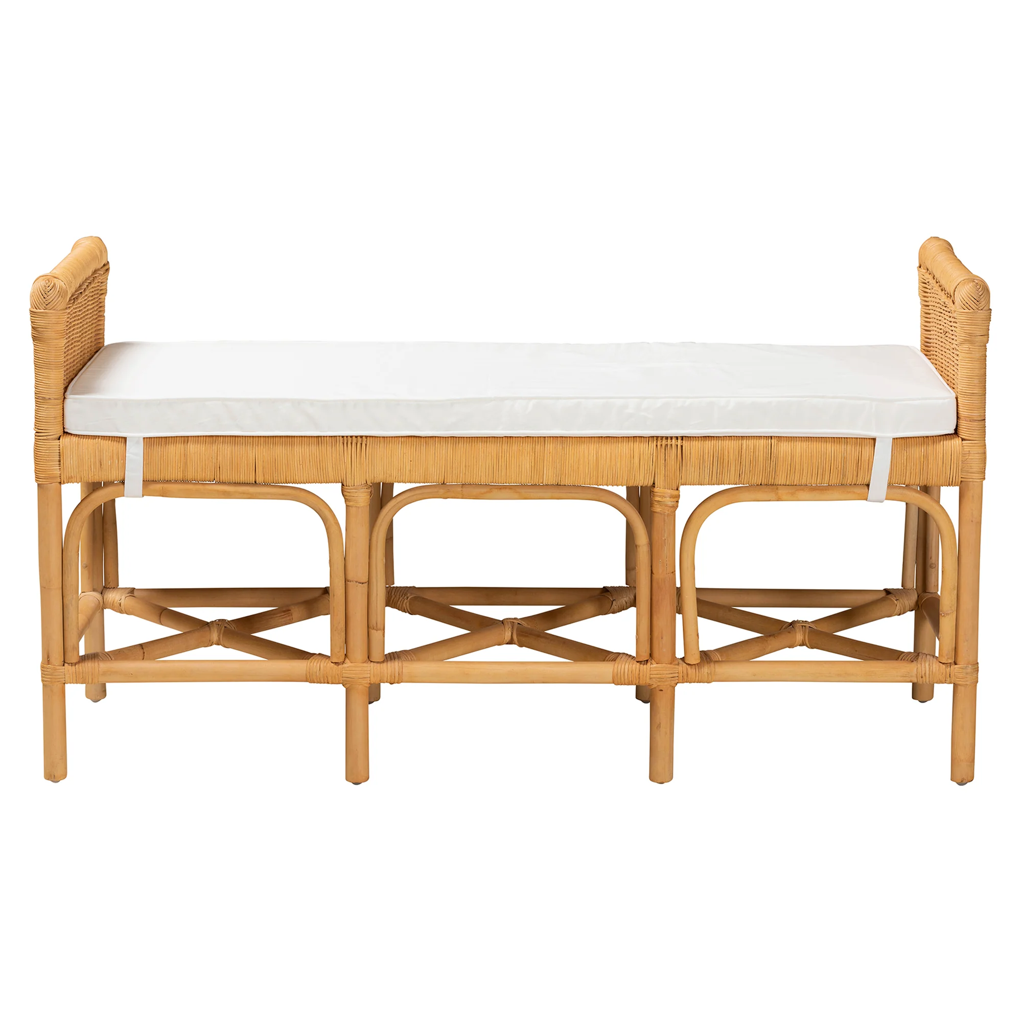 Baxton Studio bali & pari Nairi Modern Bohemian Natural Brown Rattan Bench - Image 5