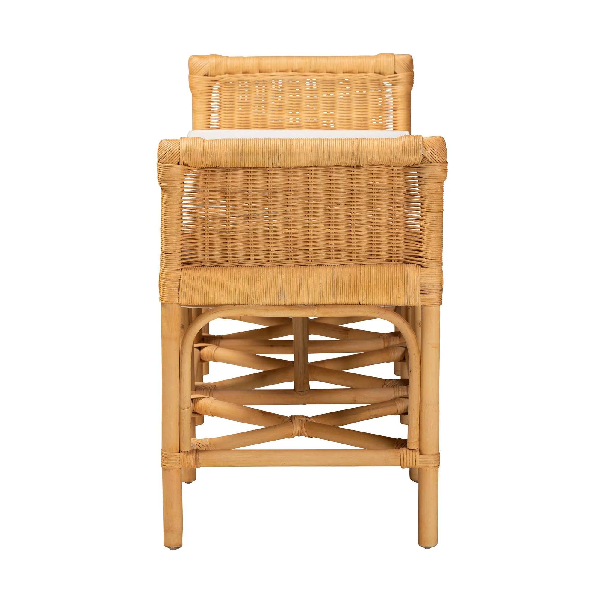 Baxton Studio bali & pari Nairi Modern Bohemian Natural Brown Rattan Bench - Image 6