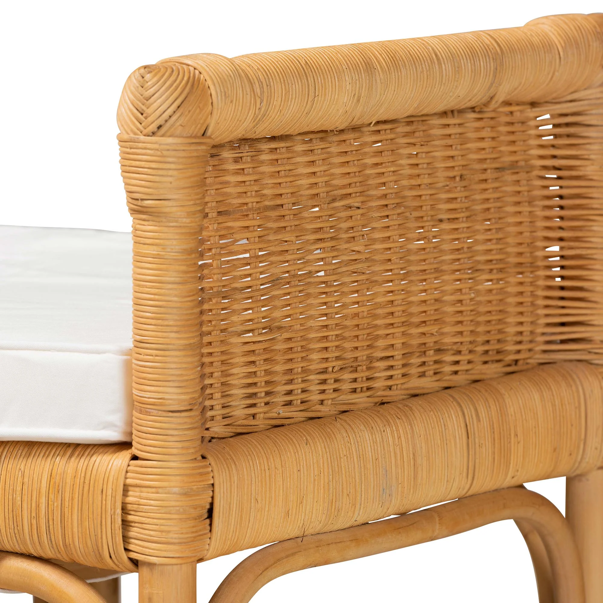 Baxton Studio bali & pari Nairi Modern Bohemian Natural Brown Rattan Bench - Image 7