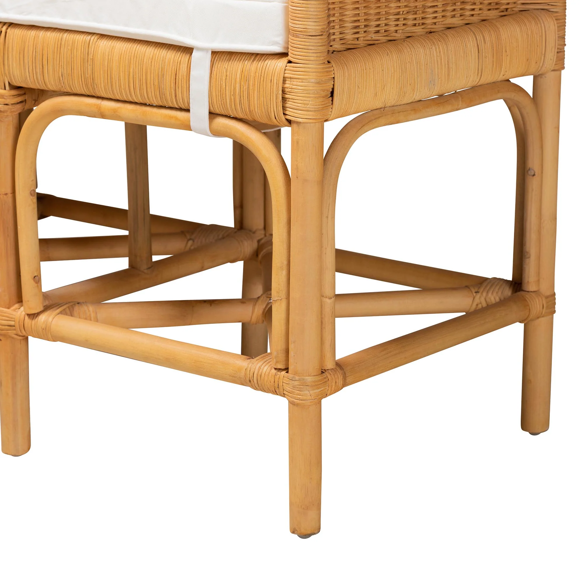Baxton Studio bali & pari Nairi Modern Bohemian Natural Brown Rattan Bench - Image 8