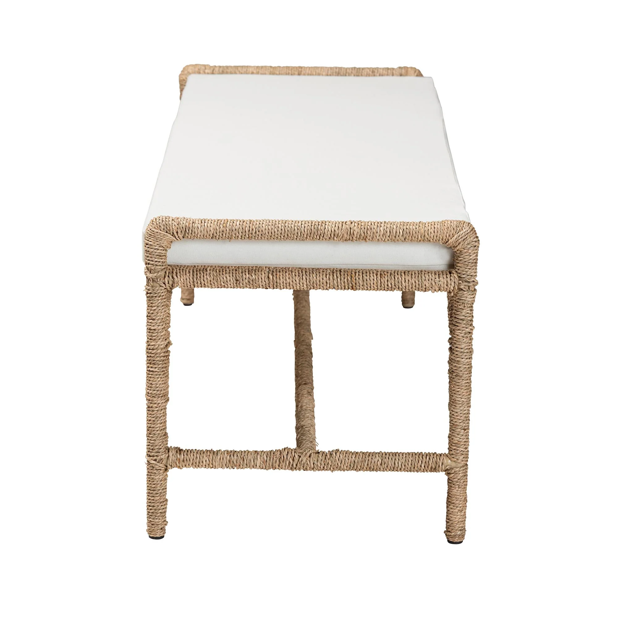 Baxton Studio bali & pari Nasim Modern Bohemian Natural Seagrass and Metal Accent Bench - Image 4
