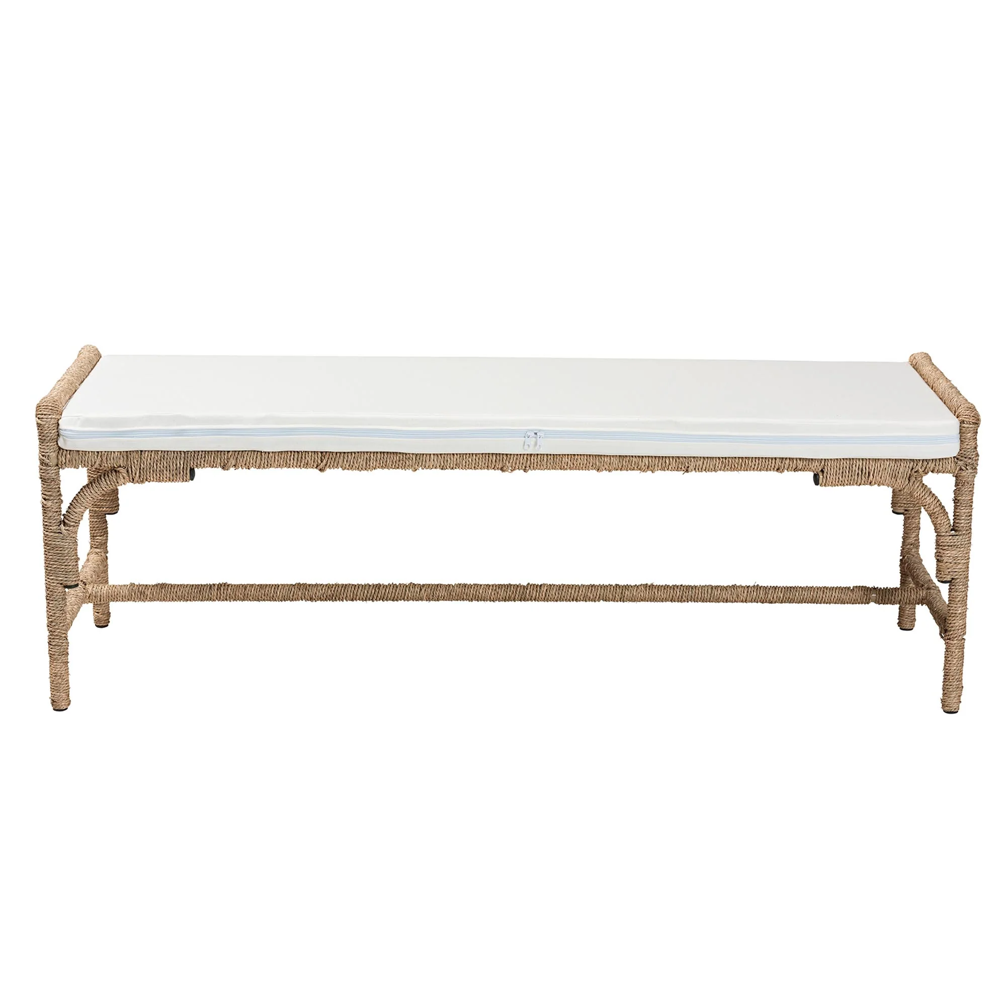 Baxton Studio bali & pari Nasim Modern Bohemian Natural Seagrass and Metal Accent Bench - Image 5