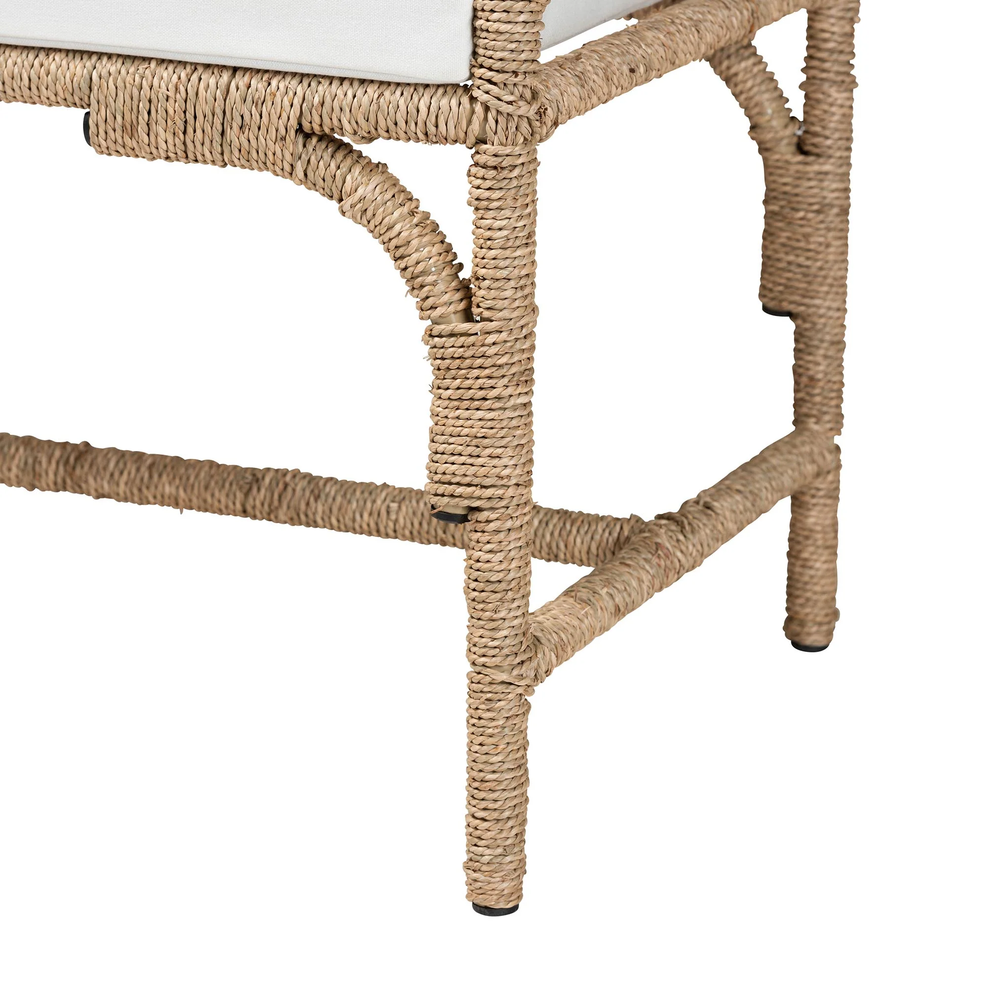 Baxton Studio bali & pari Nasim Modern Bohemian Natural Seagrass and Metal Accent Bench - Image 6