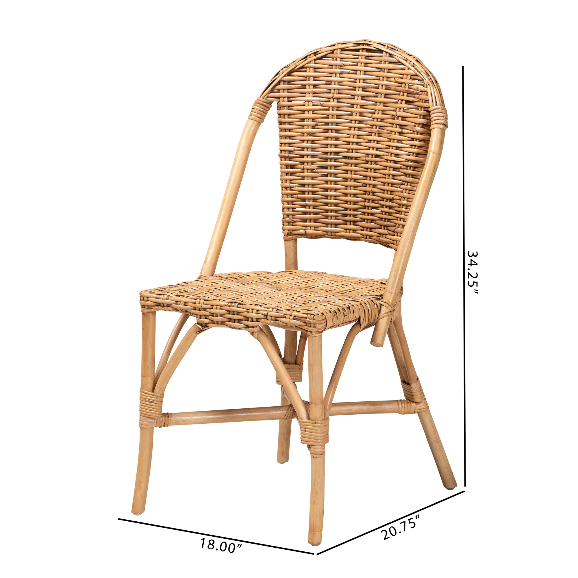Baxton Studio bali & pari Neola Modern Bohemian Natural Rattan 2-Piece Dining Chair Set - Image 3