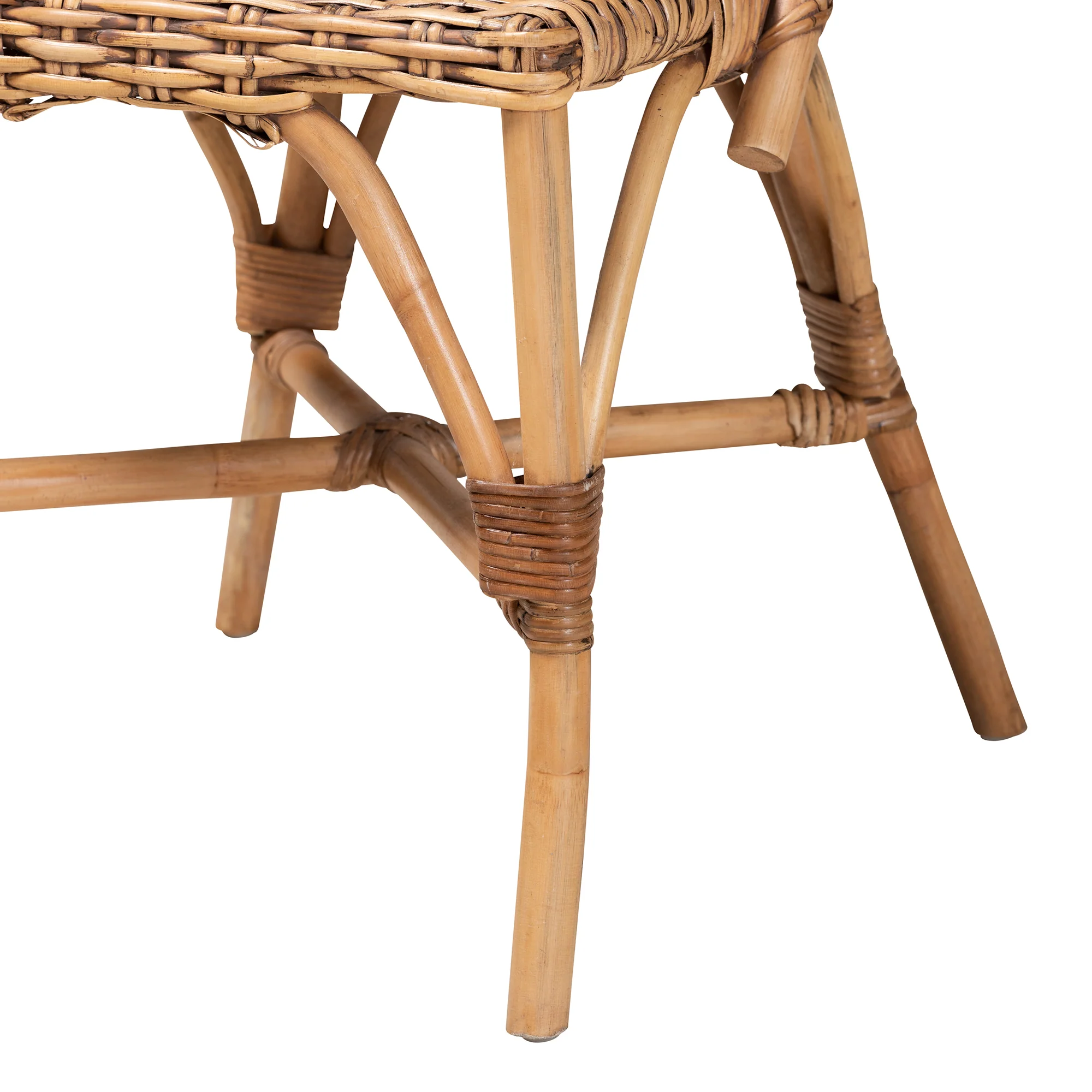 Baxton Studio bali & pari Neola Modern Bohemian Natural Rattan 2-Piece Dining Chair Set - Image 8