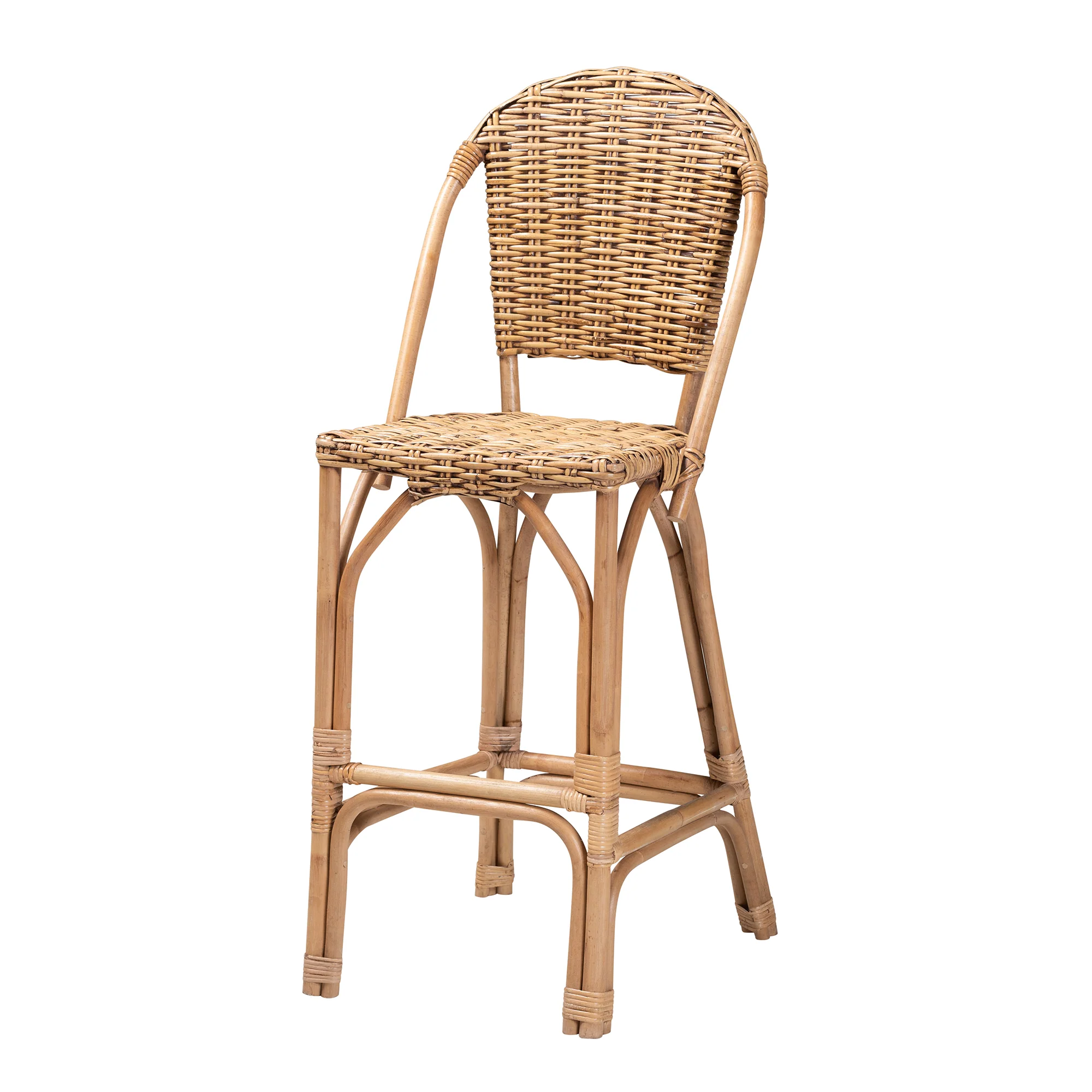 Baxton Studio bali & pari Neola Modern Bohemian Natural Rattan Bar Stool - Image 2