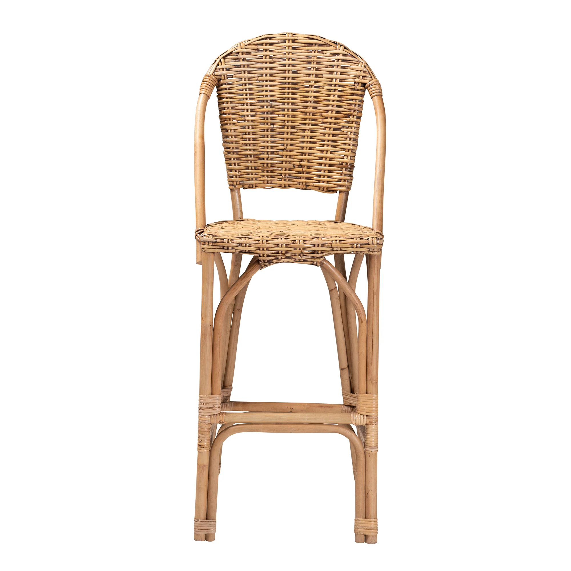 Baxton Studio bali & pari Neola Modern Bohemian Natural Rattan Bar Stool - Image 3