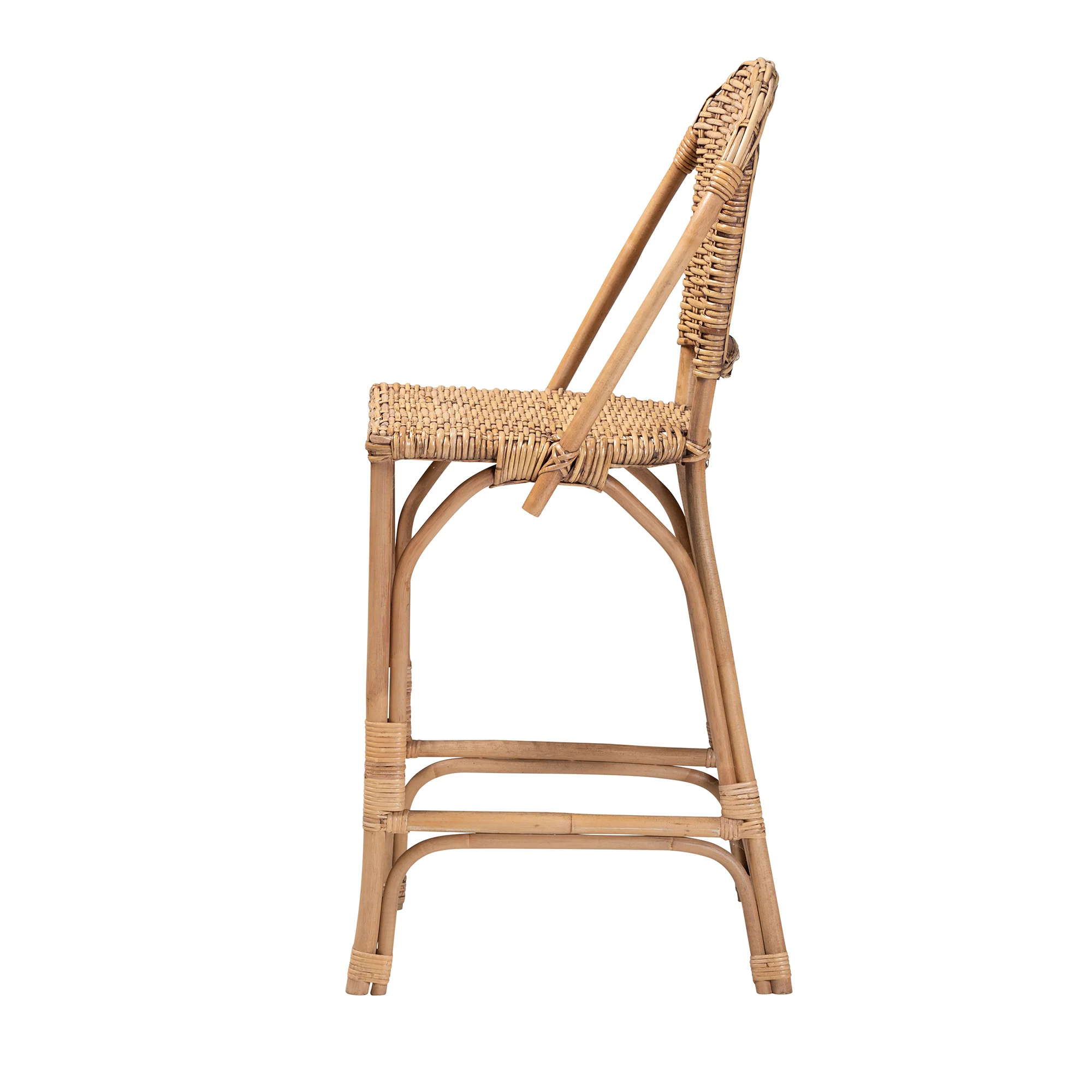 Baxton Studio bali & pari Neola Modern Bohemian Natural Rattan Bar Stool - Image 4