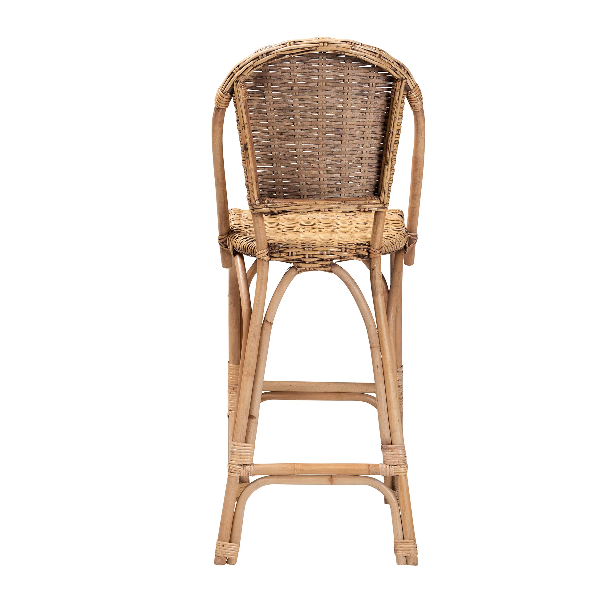 Baxton Studio bali & pari Neola Modern Bohemian Natural Rattan Bar Stool - Image 5