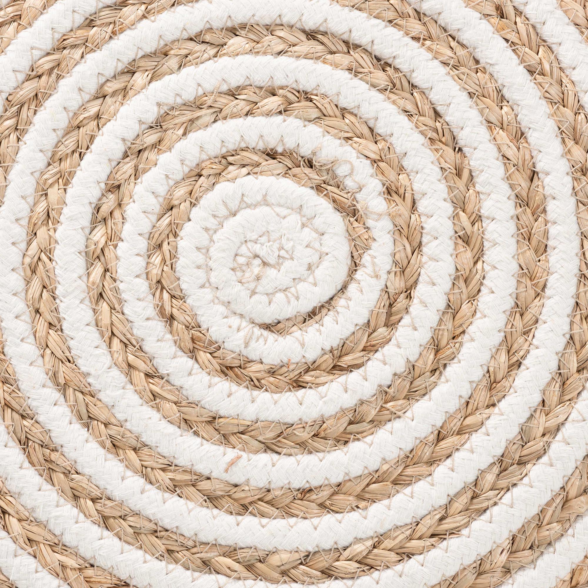 Baxton Studio bali & pari Nequiel Modern Bohemian Natural Brown Seagrass and Woven Rope Ottoman Footstool - Image 5