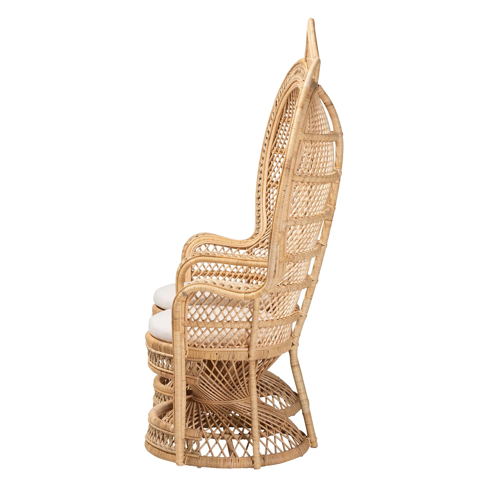 Baxton Studio bali & pari Nerita Modern Bohemian Natural Brown Rattan Two-Seater Peacock Chair - Image 6