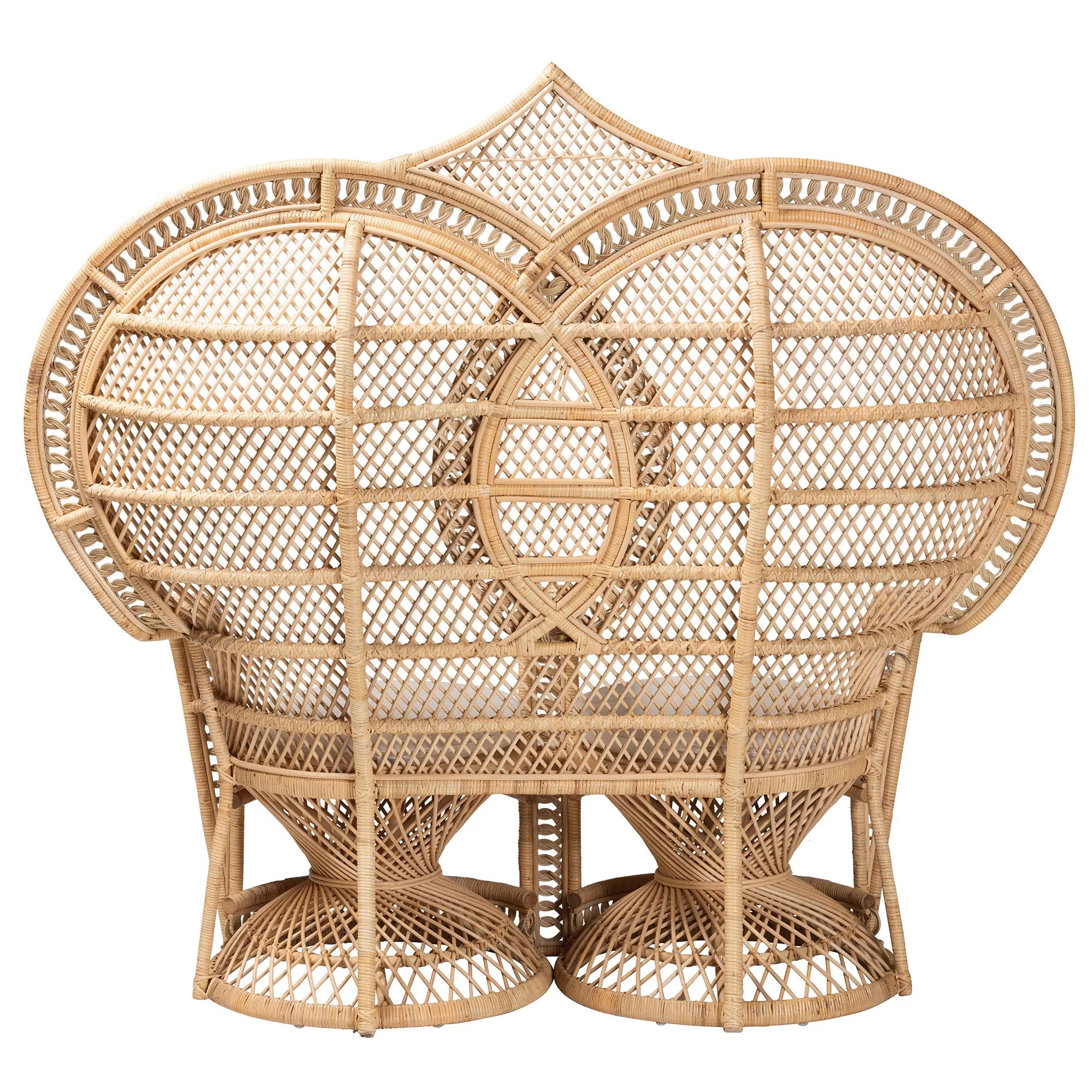 Baxton Studio bali & pari Nerita Modern Bohemian Natural Brown Rattan Two-Seater Peacock Chair - Image 7
