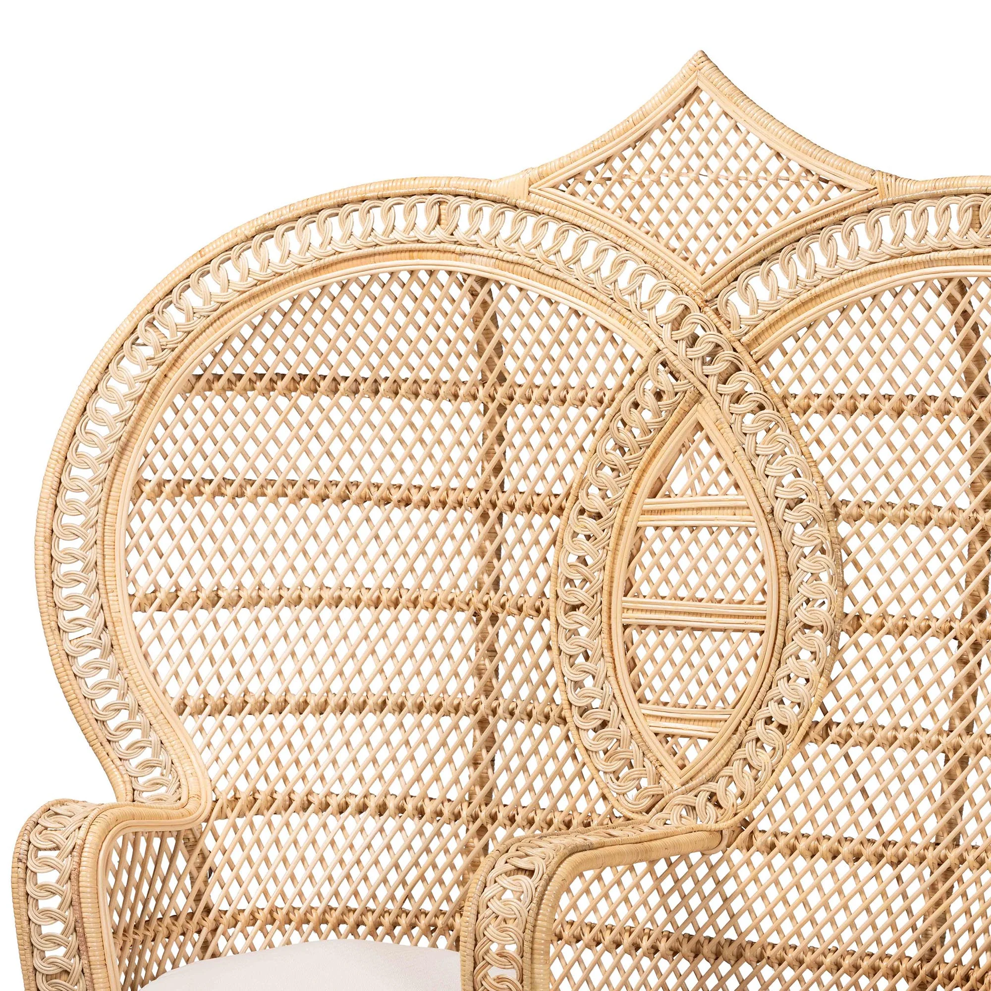 Baxton Studio bali & pari Nerita Modern Bohemian Natural Brown Rattan Two-Seater Peacock Chair - Image 8