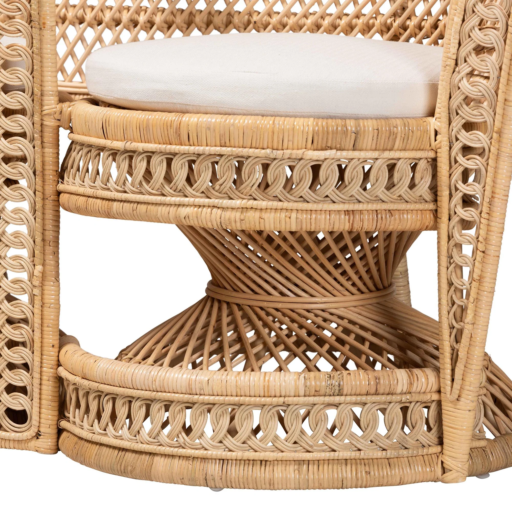 Baxton Studio bali & pari Nerita Modern Bohemian Natural Brown Rattan Two-Seater Peacock Chair - Image 9