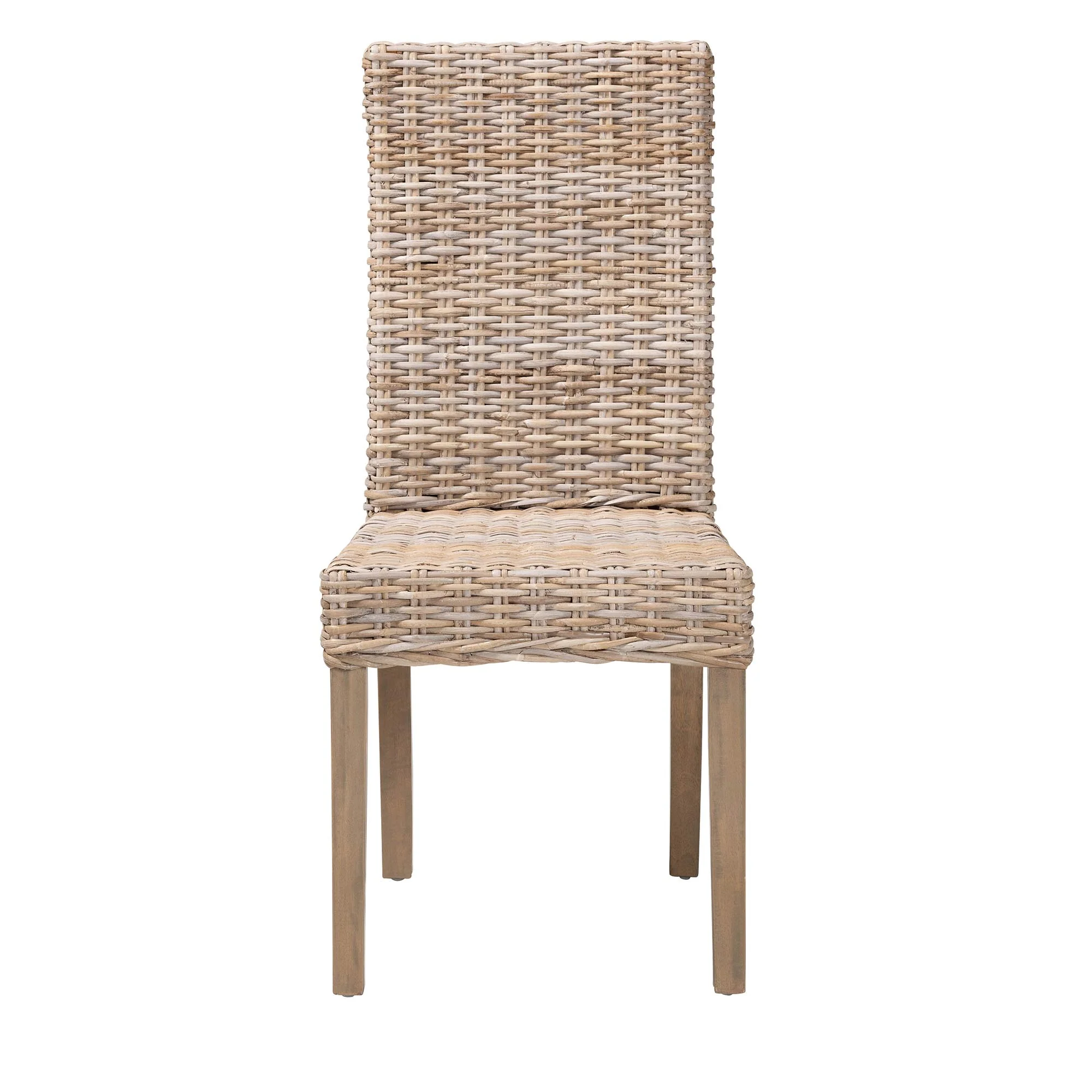 Baxton Studio bali & pari Nevina Bohemian Grey Kubu Rattan and Mango Wood Dining Chair - Image 5