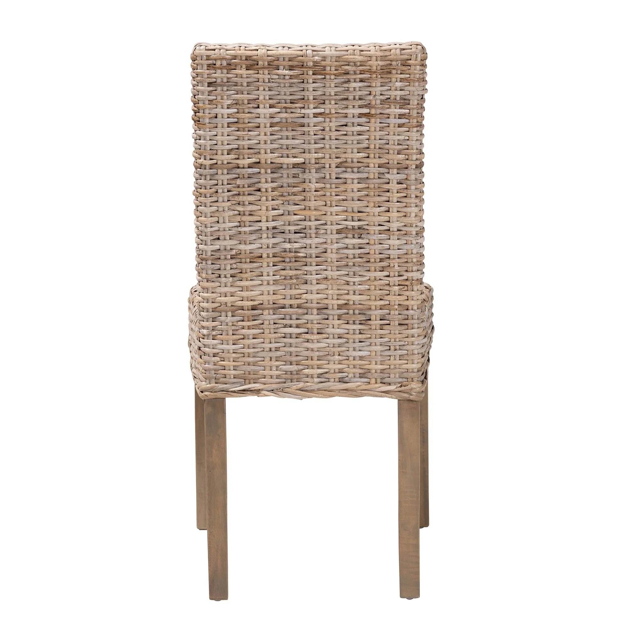Baxton Studio bali & pari Nevina Bohemian Grey Kubu Rattan and Mango Wood Dining Chair - Image 7