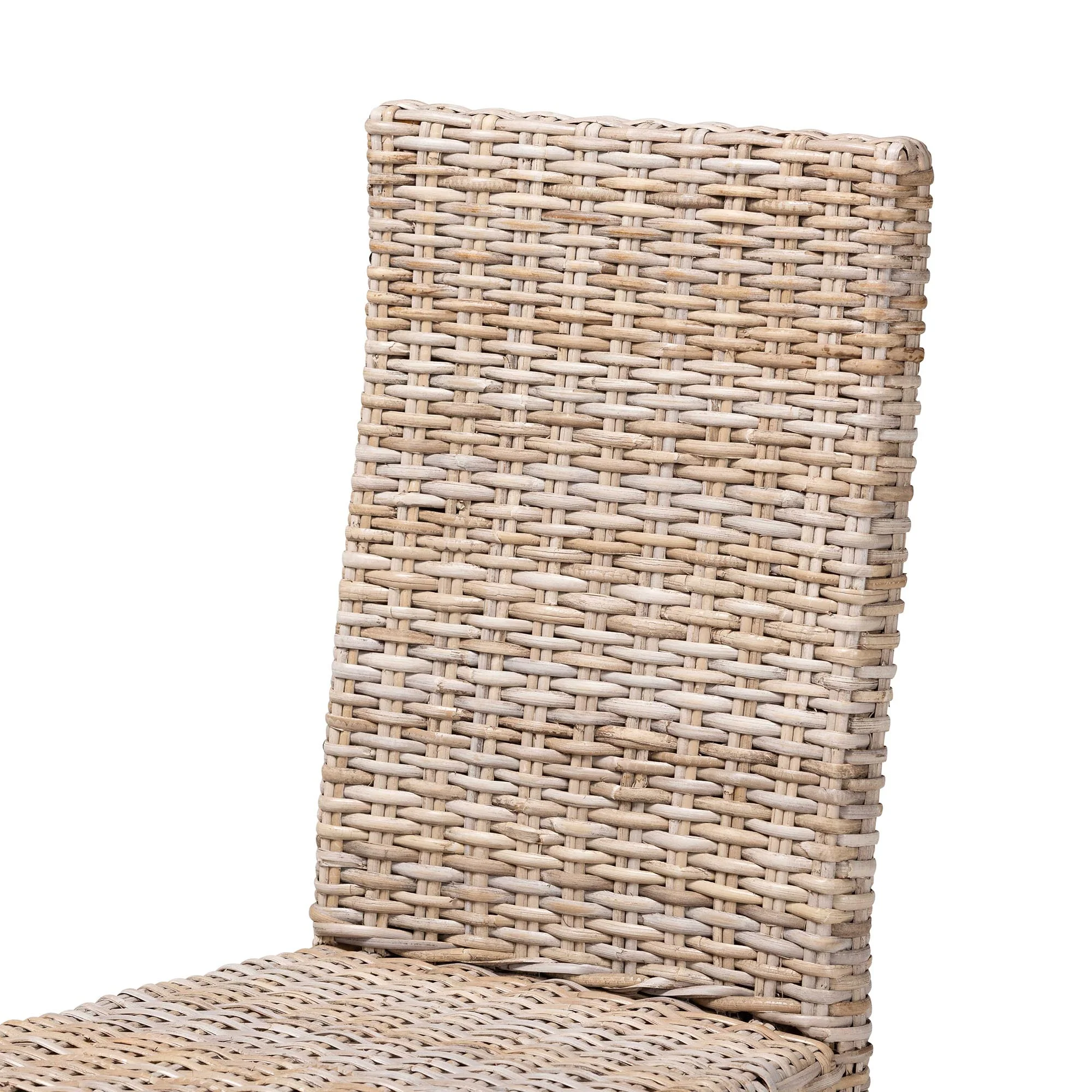 Baxton Studio bali & pari Nevina Bohemian Grey Kubu Rattan and Mango Wood Dining Chair - Image 8