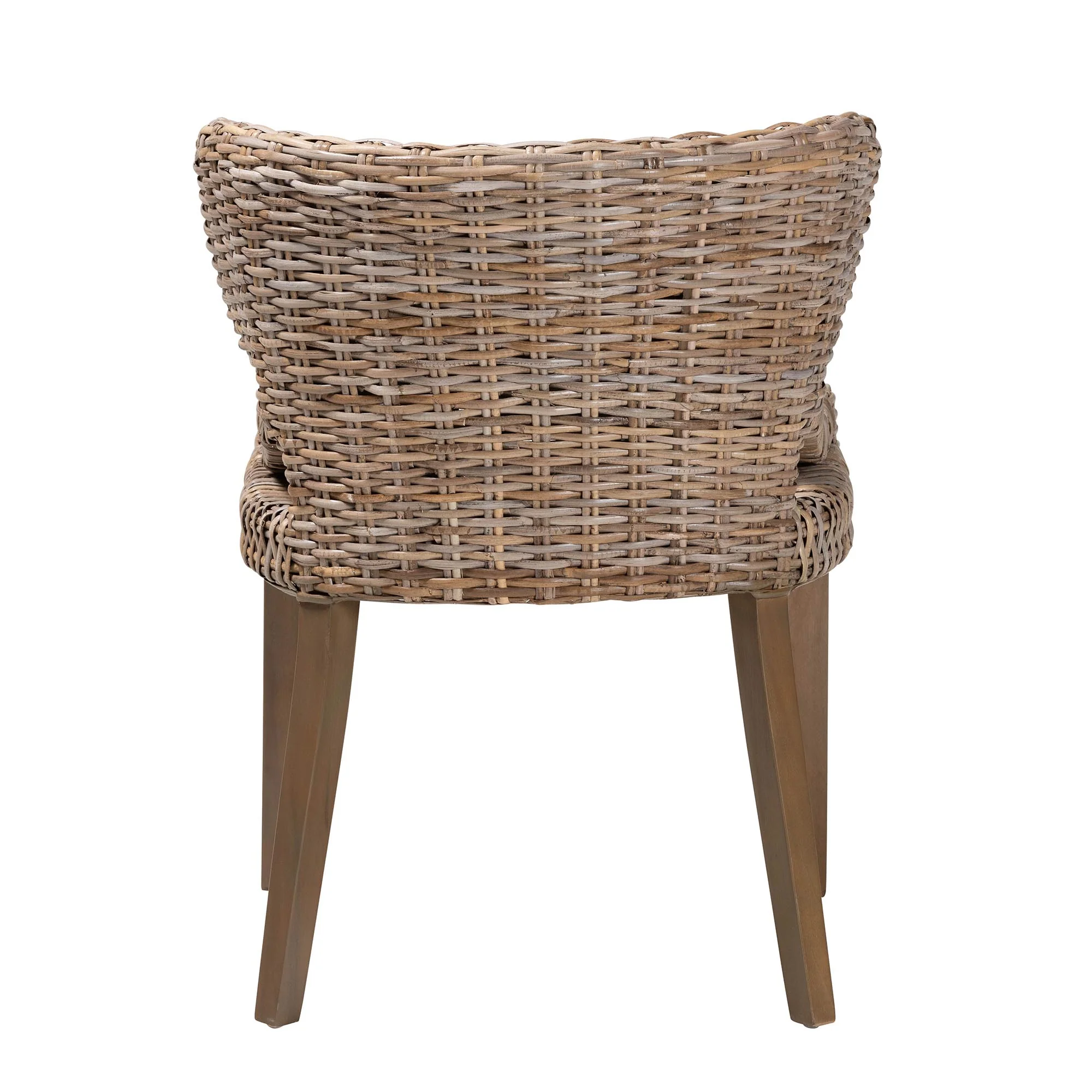 Baxton Studio bali & pari Niesha Bohemian Grey Natural Kubu Rattan and Mahogany Wood Dining Chair - Image 5