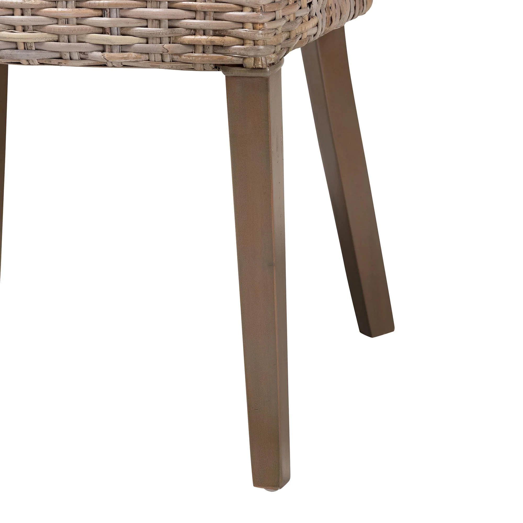 Baxton Studio bali & pari Niesha Bohemian Grey Natural Kubu Rattan and Mahogany Wood Dining Chair - Image 7