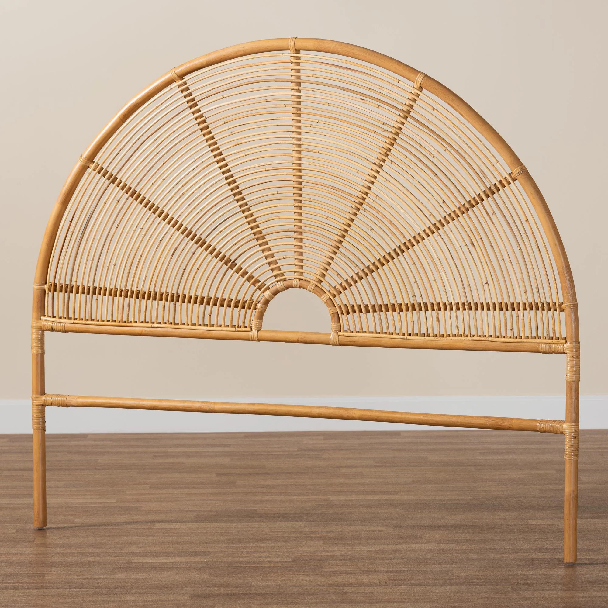 Baxton Studio bali & pari Nina Modern Bohemian Honey Rattan Queen Size Standalone Headboard - Image 5