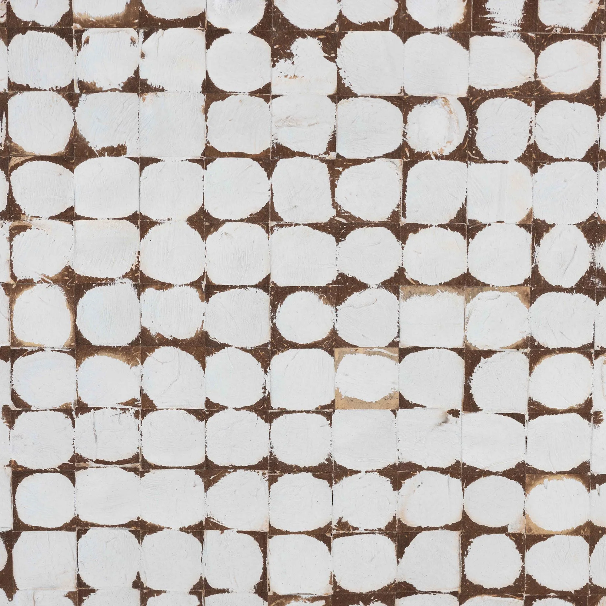Baxton Studio bali & pari Nitza Bohemian White Coconut Shell and Acacia Wood Coffee Table - Image 9