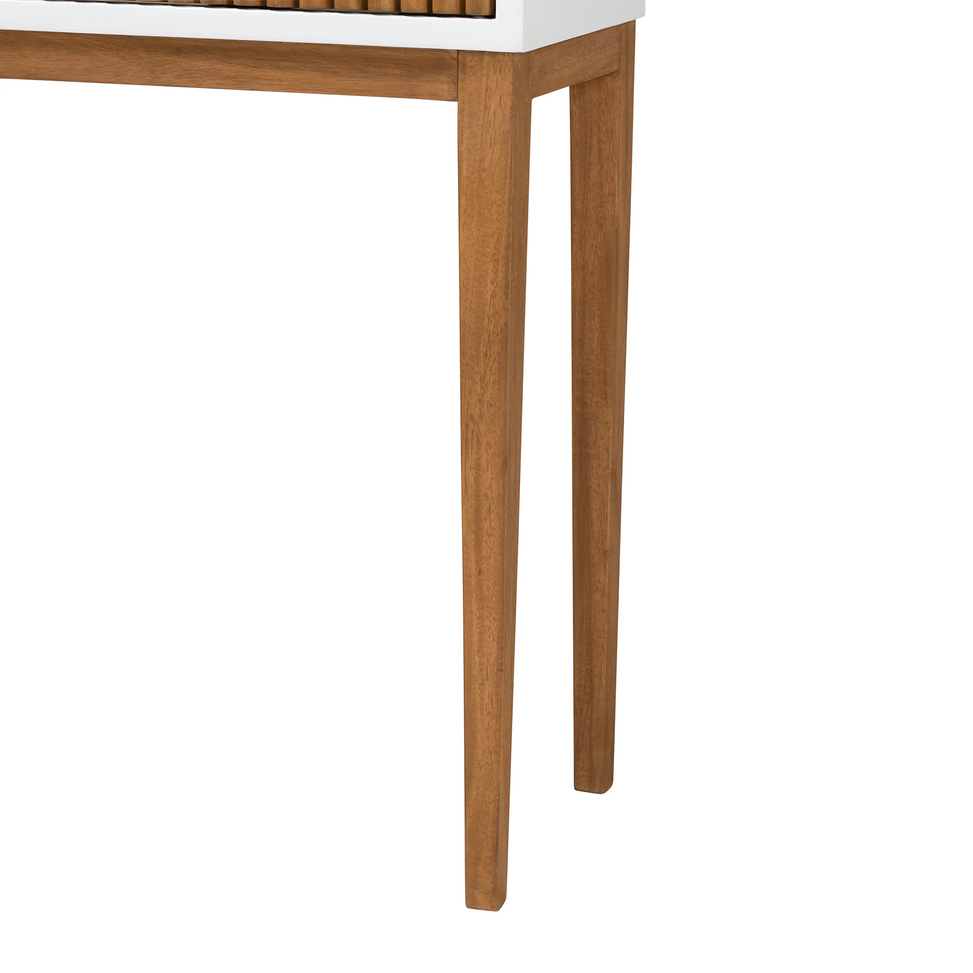 Baxton Studio bali & pari Odile Mid-Century Modern Two-Tone Natural Brown and White Bayur Wood 1-Drawer Console Table - Image 9