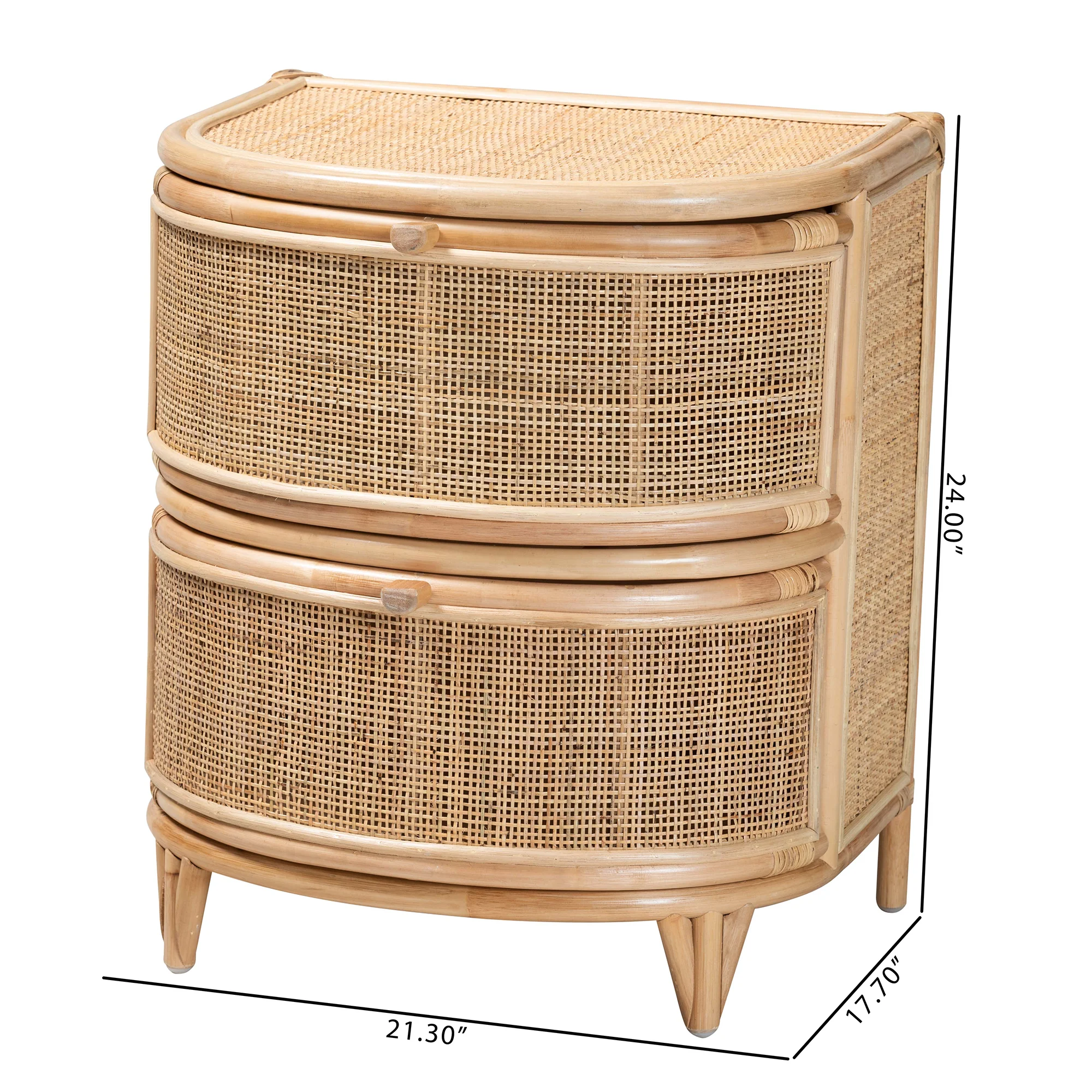 Baxton Studio bali & pari Oleta Modern Bohemian Natural Brown Rattan 2-Drawer Nightstand - Image 10