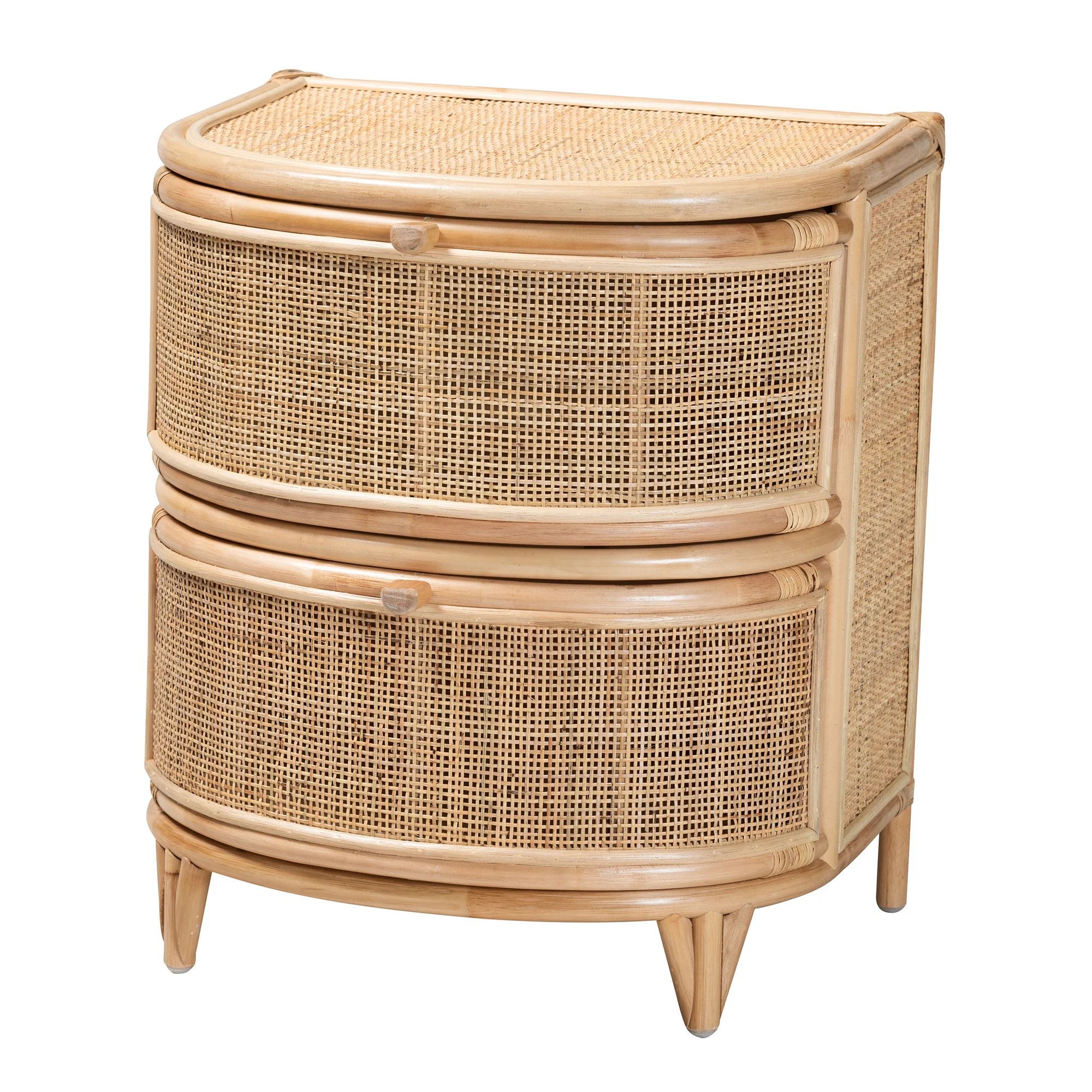 Baxton Studio bali & pari Oleta Modern Bohemian Natural Brown Rattan 2-Drawer Nightstand - Image 2
