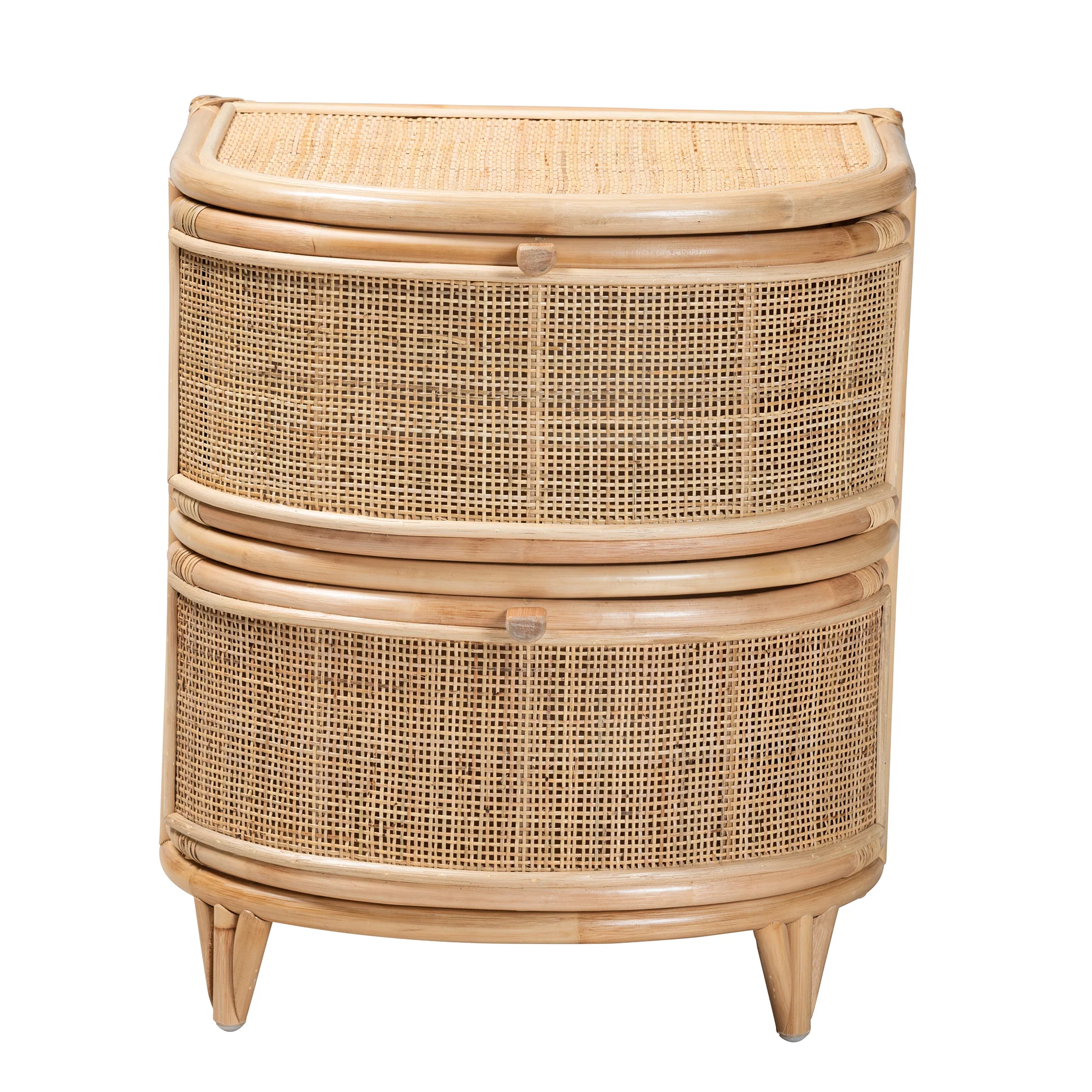 Baxton Studio bali & pari Oleta Modern Bohemian Natural Brown Rattan 2-Drawer Nightstand - Image 4