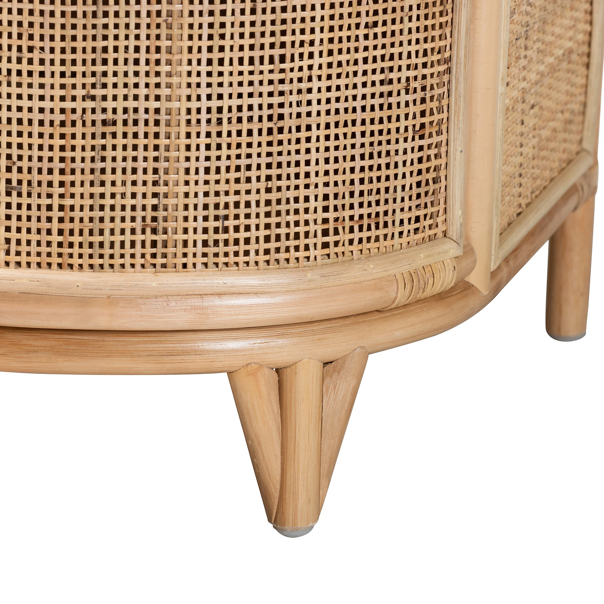 Baxton Studio bali & pari Oleta Modern Bohemian Natural Brown Rattan 2-Drawer Nightstand - Image 7