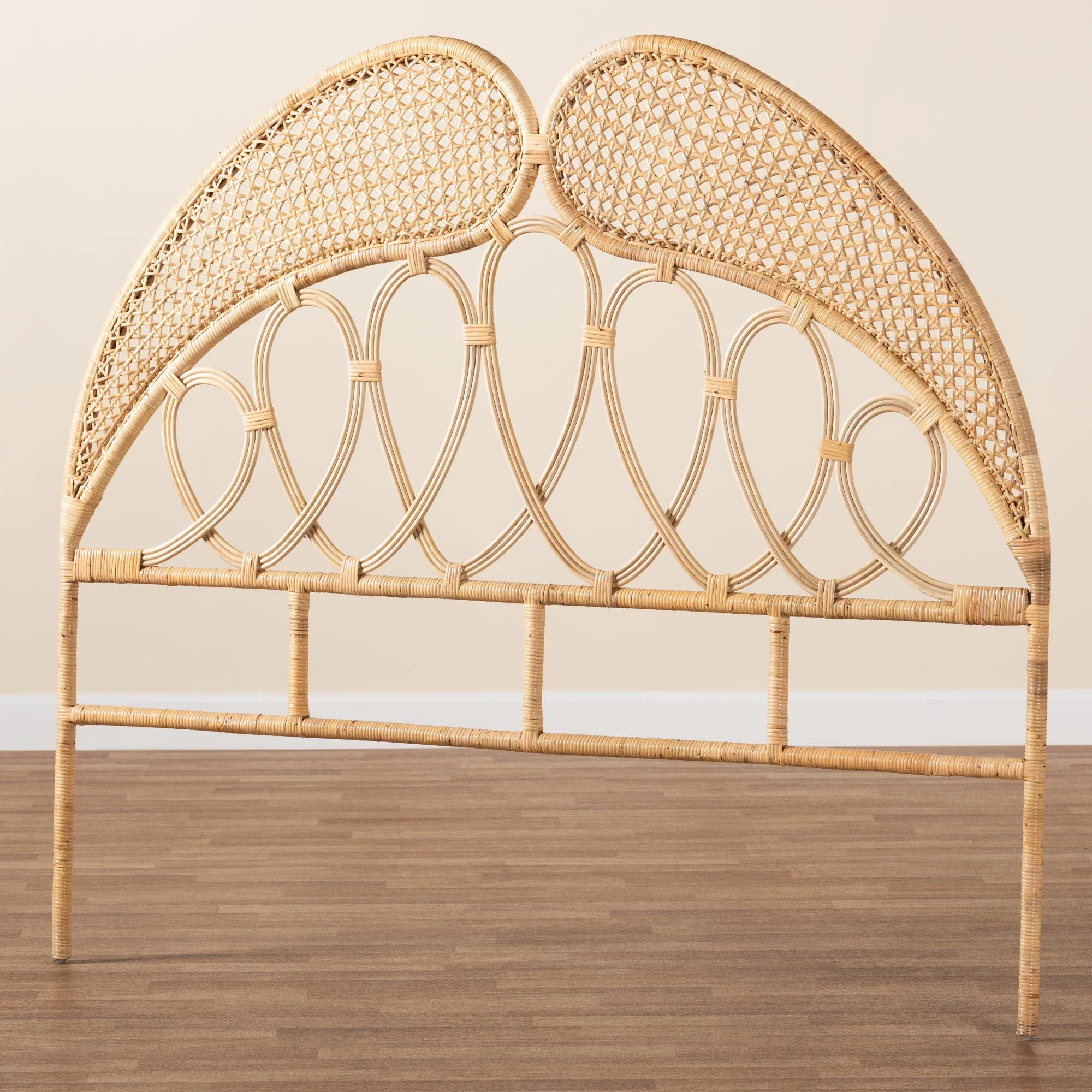 Baxton Studio bali & pari Onika Modern Bohemian Natural Brown Rattan Queen Size Standalone Headboard - Image 7