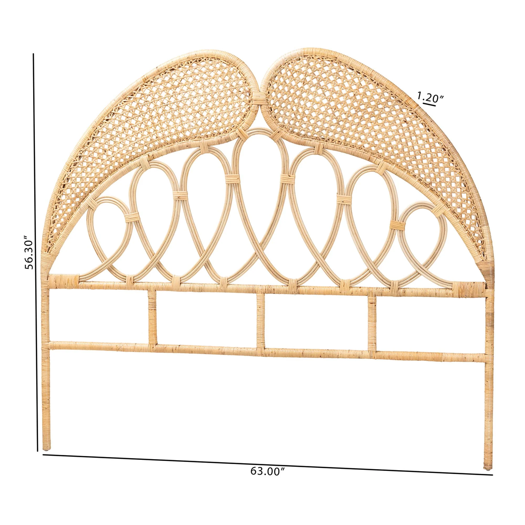 Baxton Studio bali & pari Onika Modern Bohemian Natural Brown Rattan Queen Size Standalone Headboard - Image 8