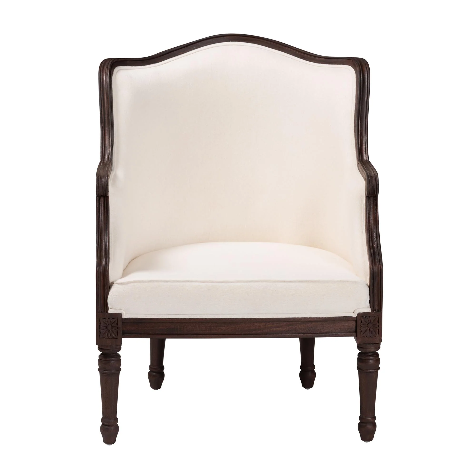 Baxton Studio bali & pari Ornella Traditional French Beige Fabric and Dark Brown Finished Wood Accent Chair - Image 5